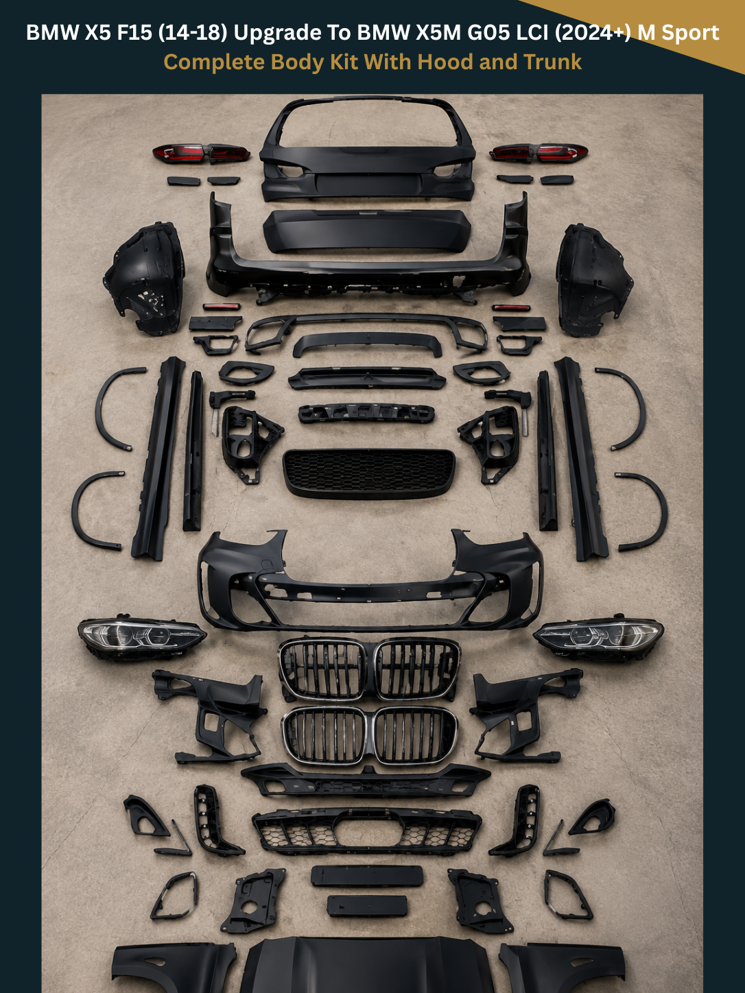 BMW X5 F15 (2014-2018) Upgrade to BMW X5M G05 LCI (2024+) M Sport Complete Body Kit With Hood and Trunk