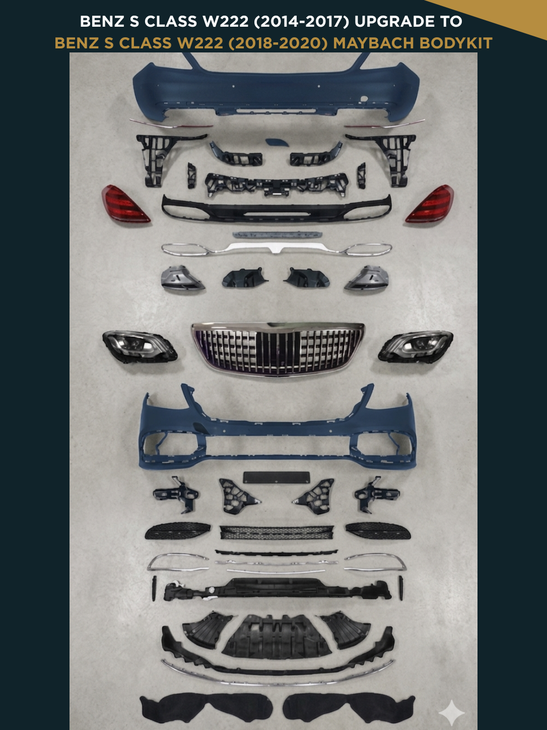 Benz S Class W222 (2014-2017) UPGRADE TO BENZ S CLASS W222 (2018-2020) MAYBACH Bodykit