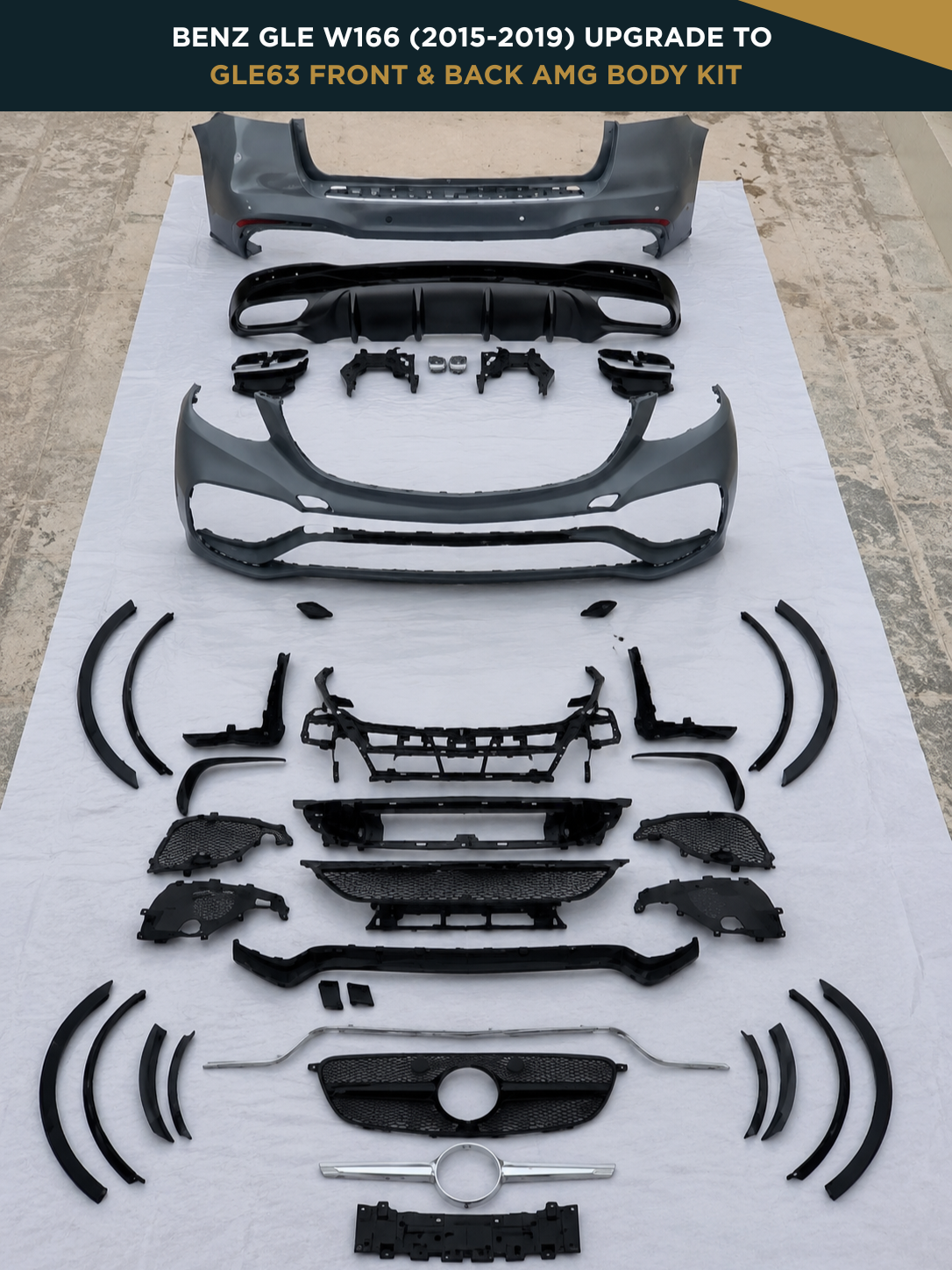 Benz GLE W166 (2015-2019) Upgrade To GLE63 Front & Back AMG Body Kit