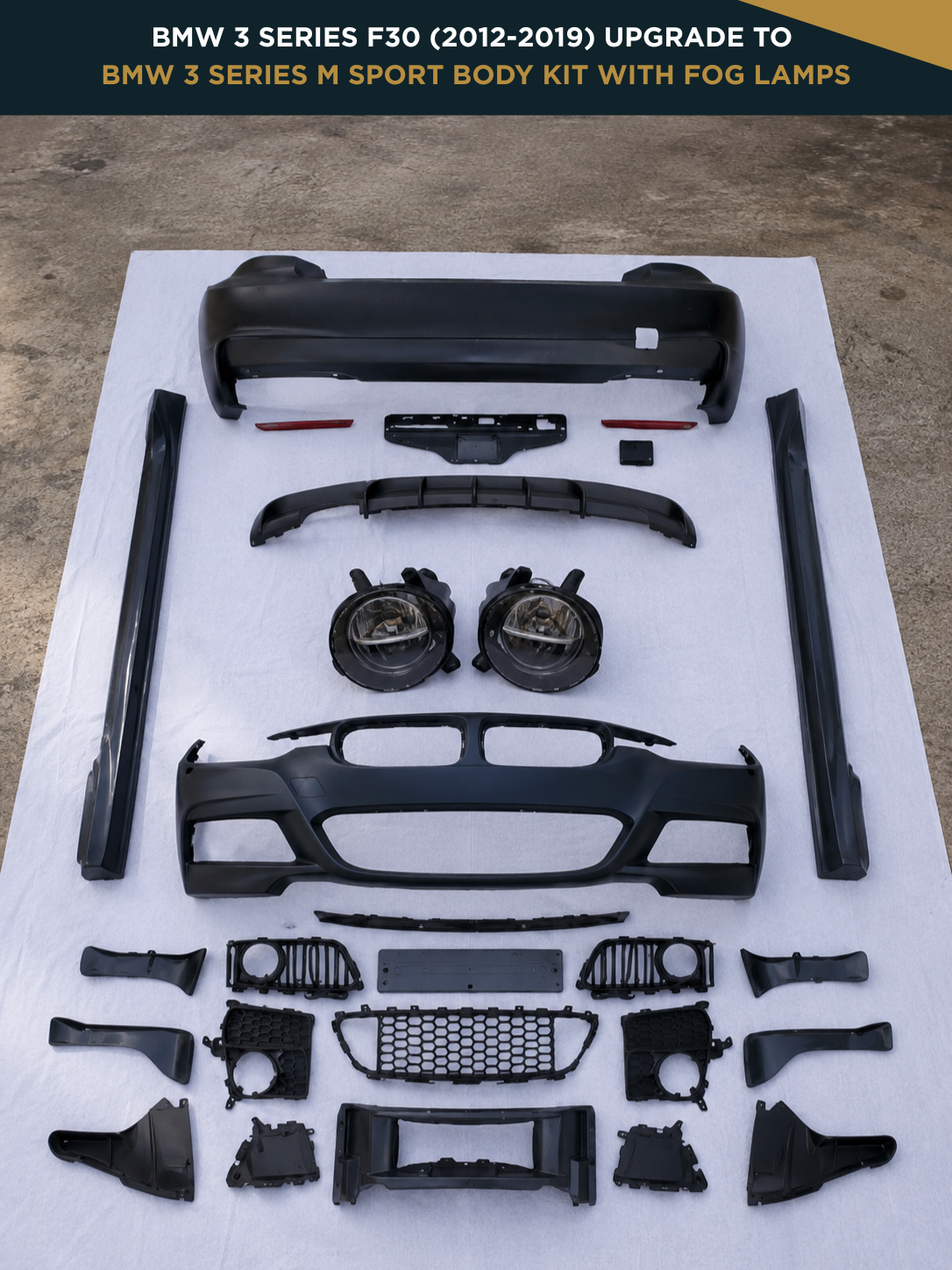 BMW 3 Series F30 (2012-2019) Upgrade to BMW 3 Series M Sport Body Kit With Fog Lamps