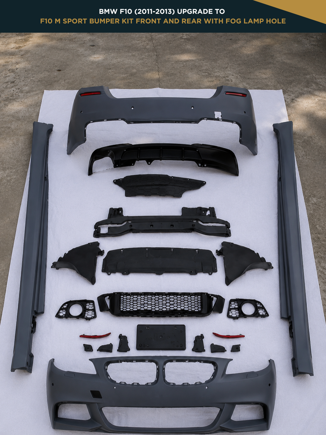BMW F10 (2011-2013) Upgrade to F10 M Sport Bumper Kit Front and Rear With Fog Lamp Hole