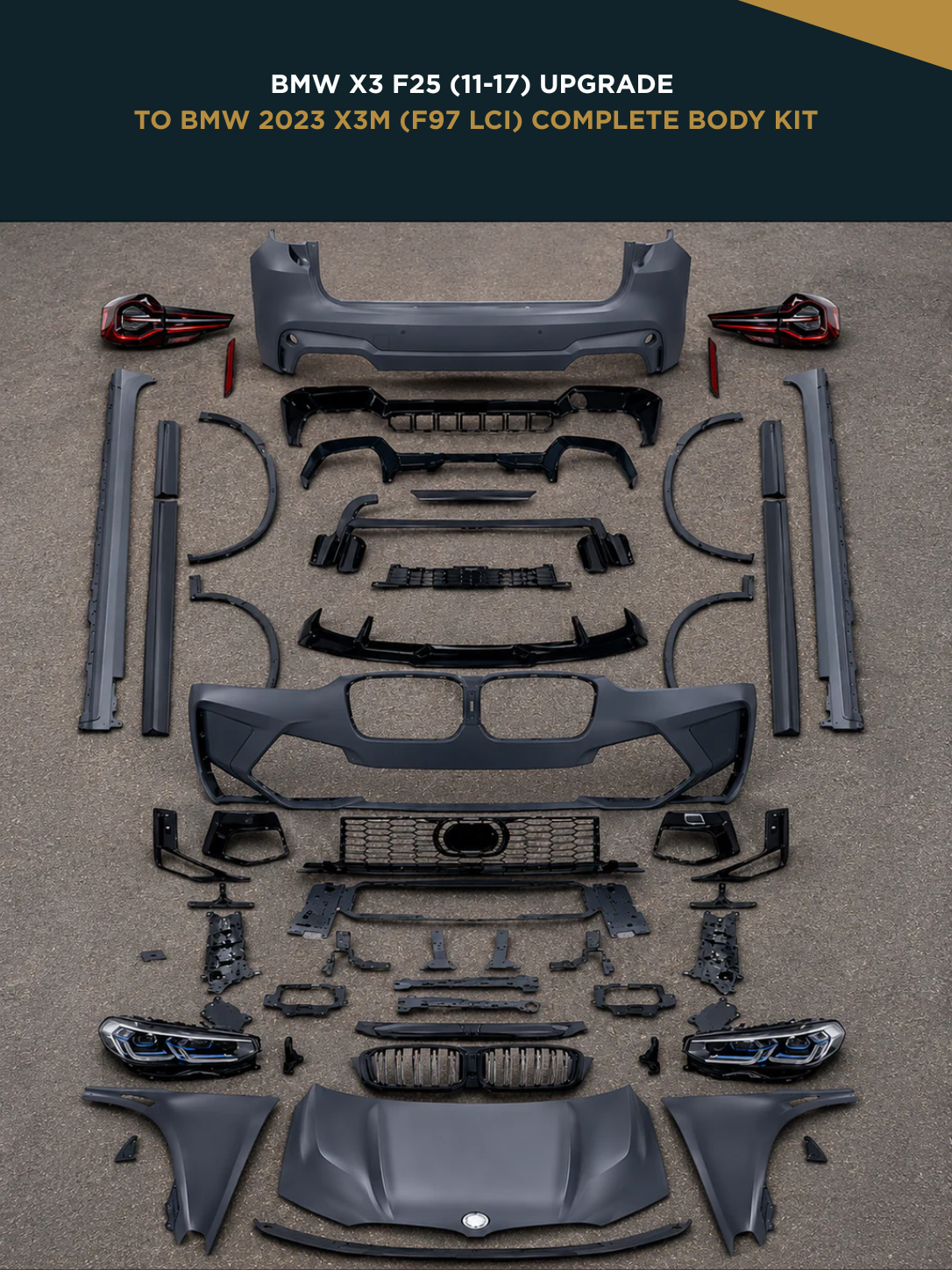 BMW X3 F25 (11-17) Upgrade to BMW 2023 X3M (F97 LCI) Complete Body Kit