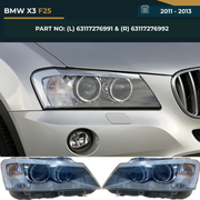 63117276991 & 63117276992 BMW X3 F25 (2011-2013) Headlight Assembly Reliable OEM Fit Replacement