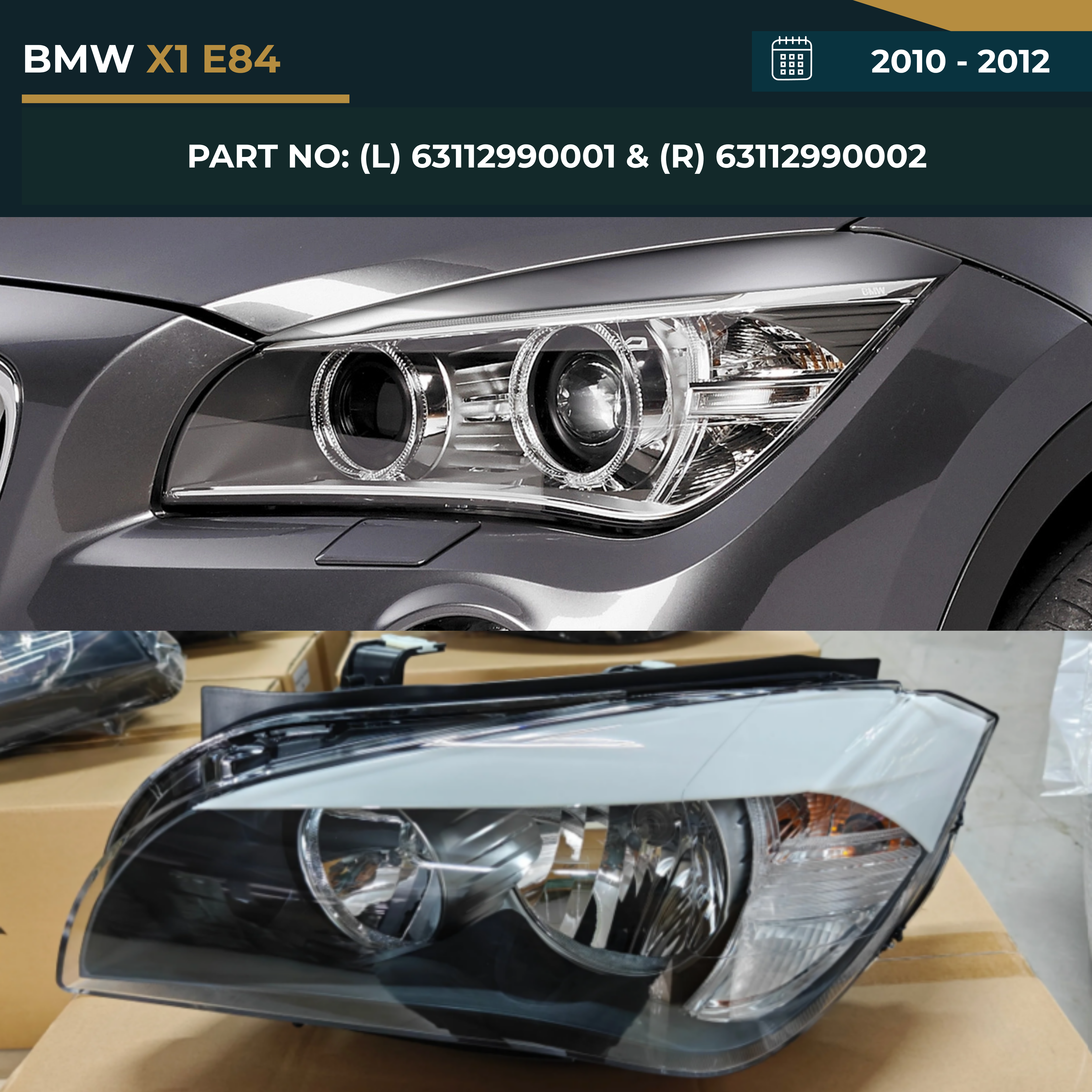 63112990001 & 63112990002 BMW X1 E84 (2010-2012) Headlight Non-HID