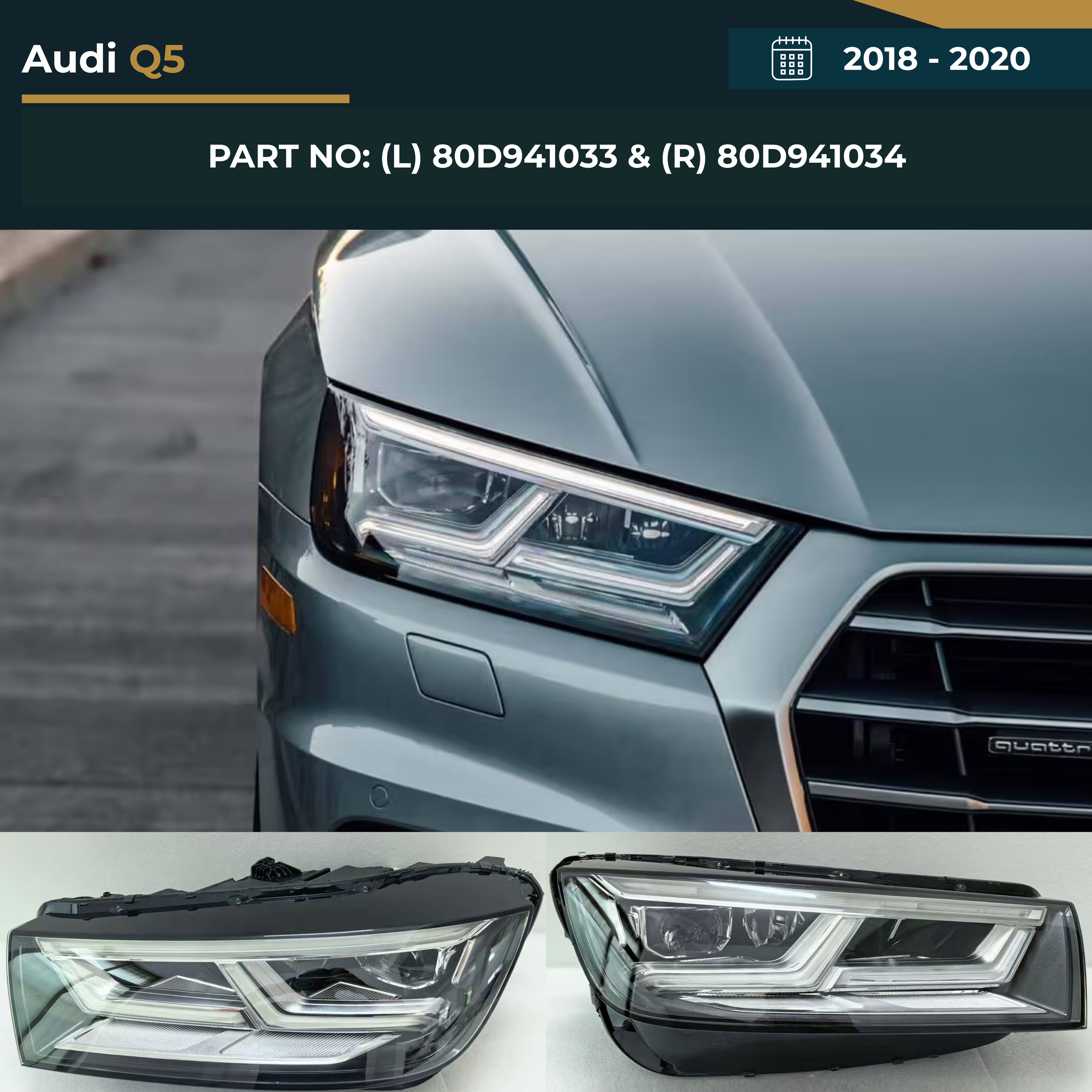 80D941033 & 80D941034 Audi Q5 (2018-2020) LED Headlight
