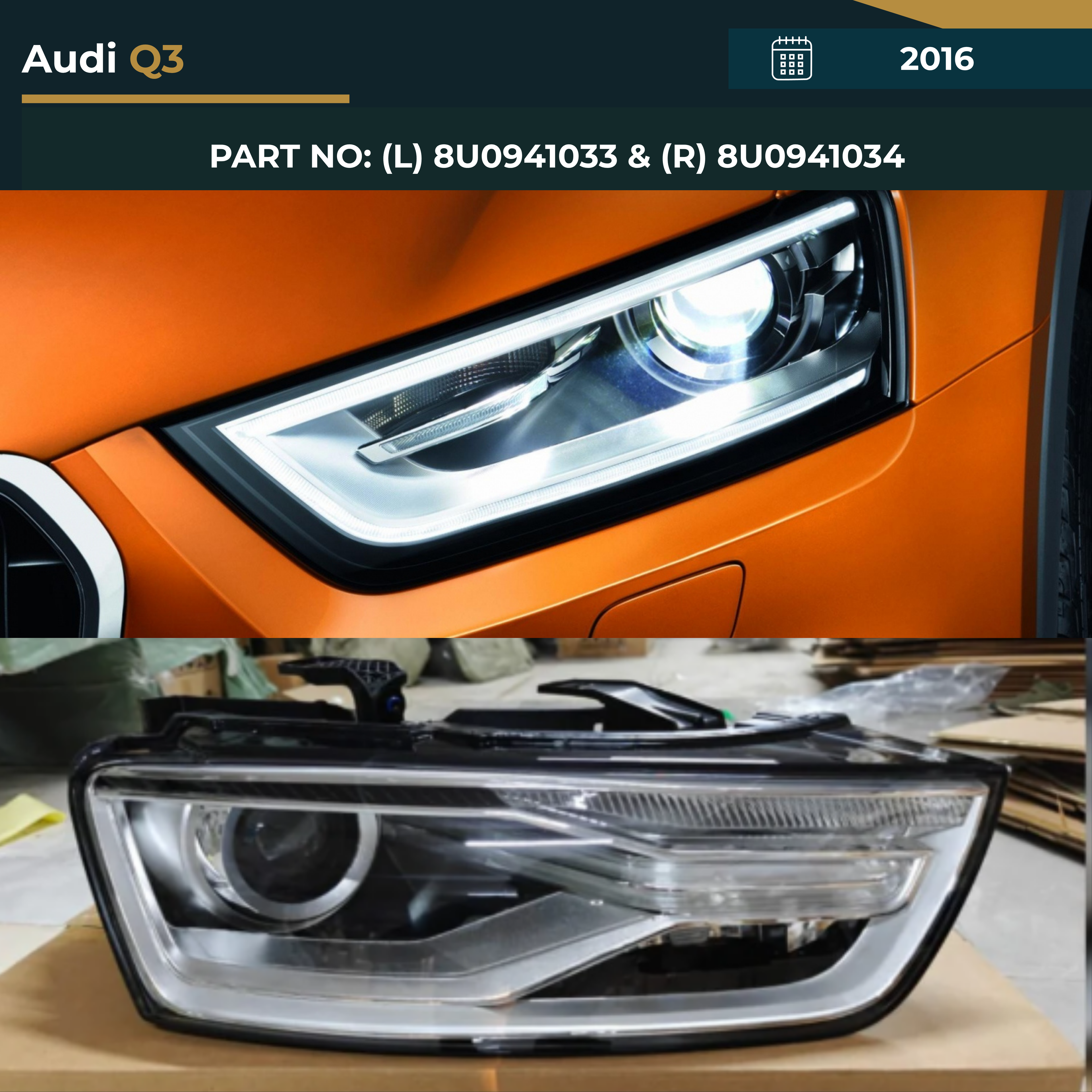 8U0941033 & 8U0941034 Audi Q3 (2016) LED Headlight – OEM Fit Replacement