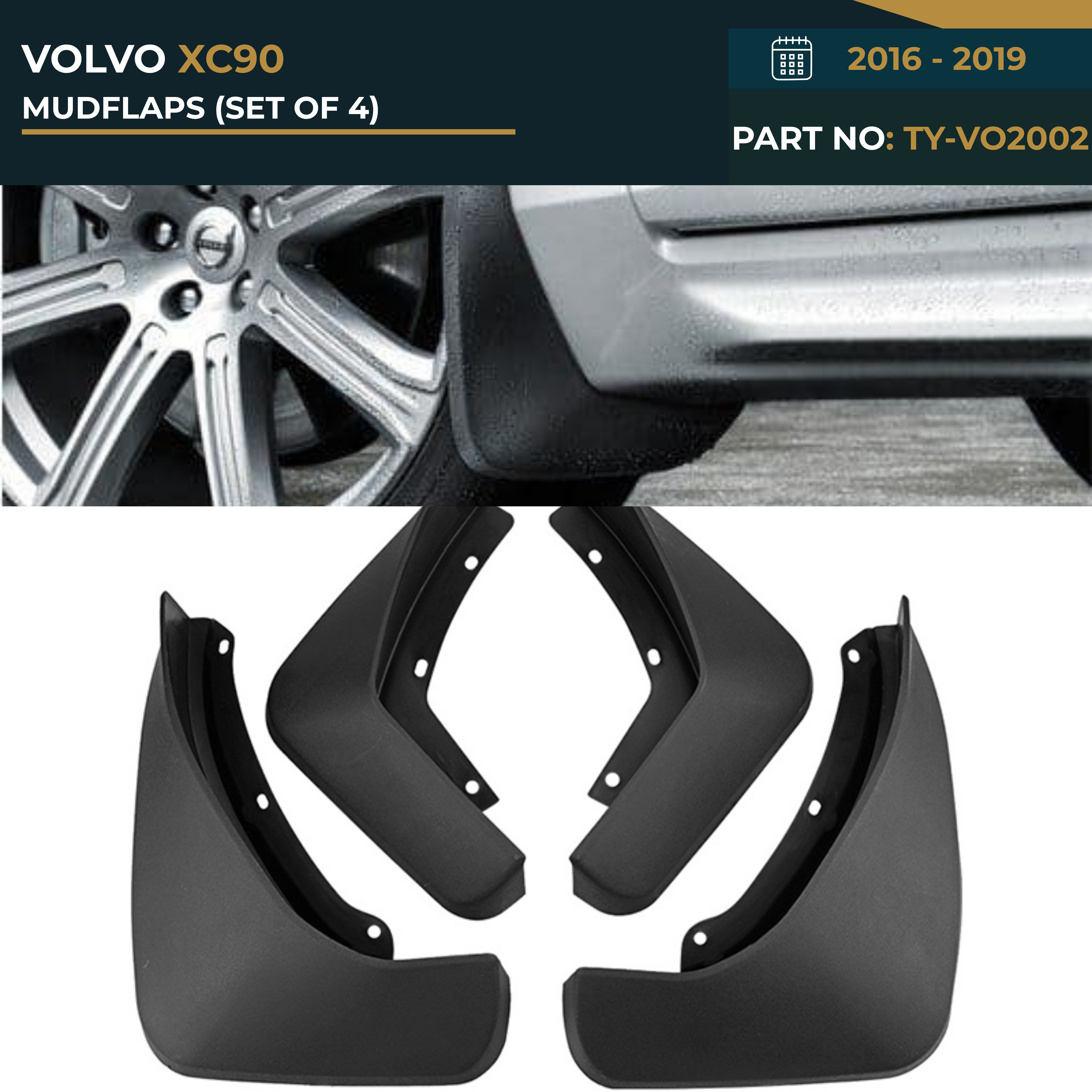TY-VO2002 VOLVO XC90 (2016-2019) MUDFLAPS (SET OF 4) – OEM Fit Mudflaps Set of 4