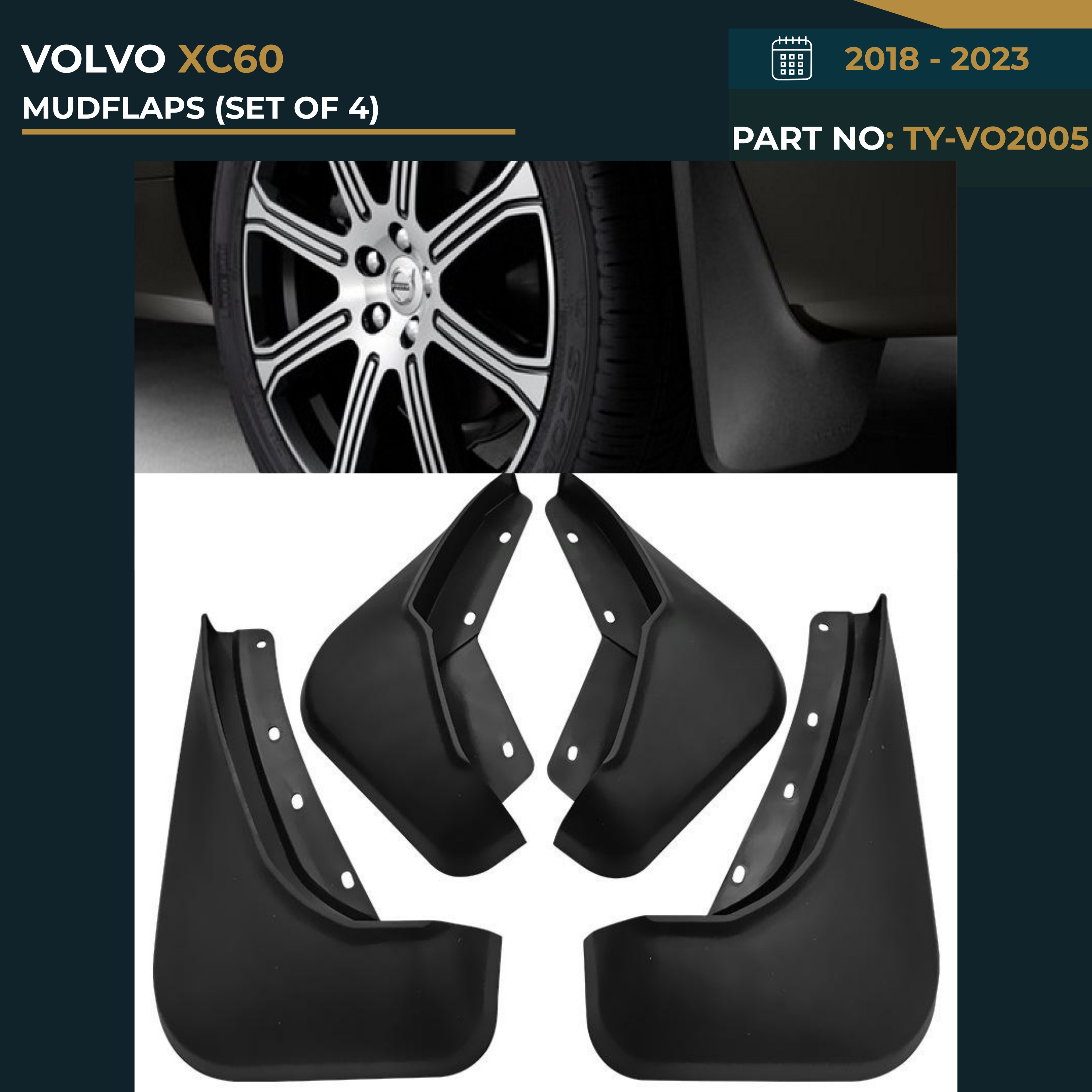 TY-VO2005 VOLVO XC60 (2018-2023) MUDFLAPS (SET OF 4) – OEM Fit Mudflaps Set of 4