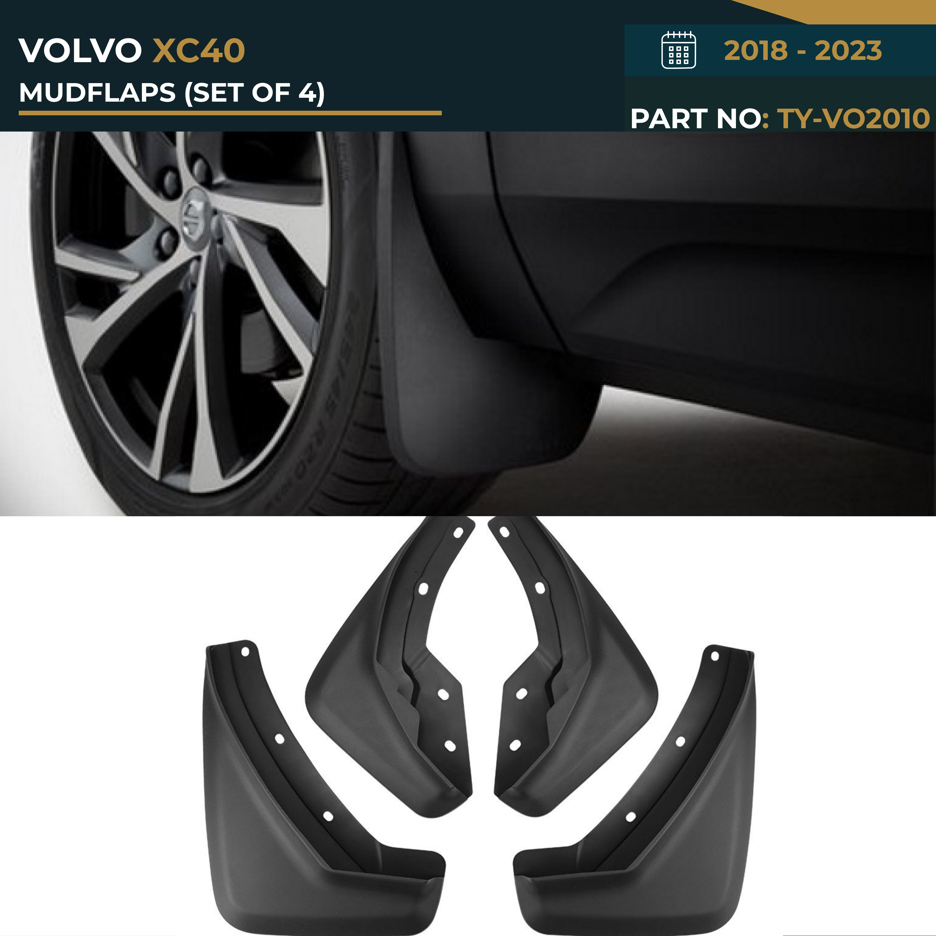 TY-VO2010 VOLVO XC40 (2018-2023) MUDFLAPS (SET OF 4) – OEM Fit Mudflaps Set of 4
