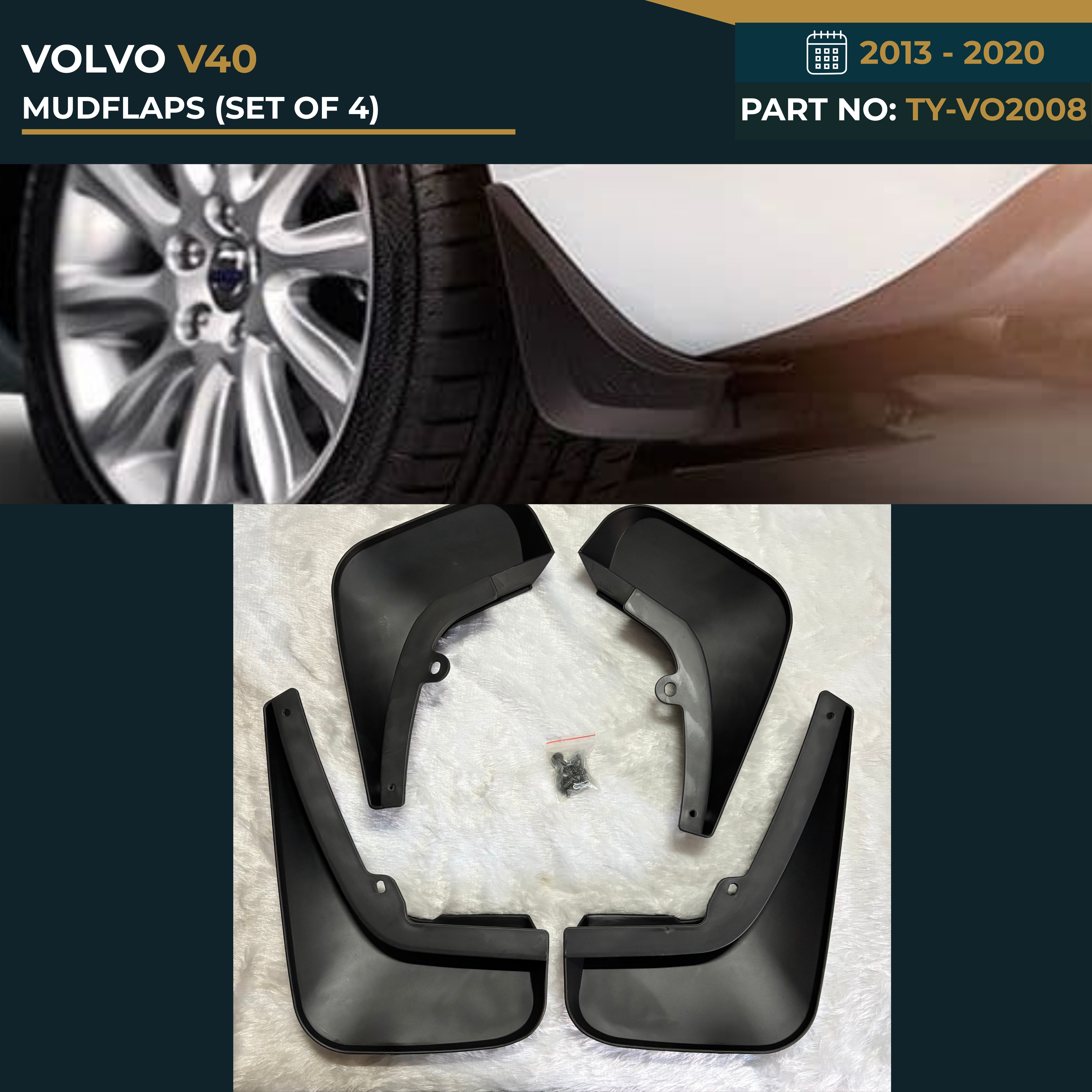 TY-VO2008 VOLVO V40 (2013-2020) MUDFLAPS (SET OF 4) – OEM Fit Mudflaps Set of 4