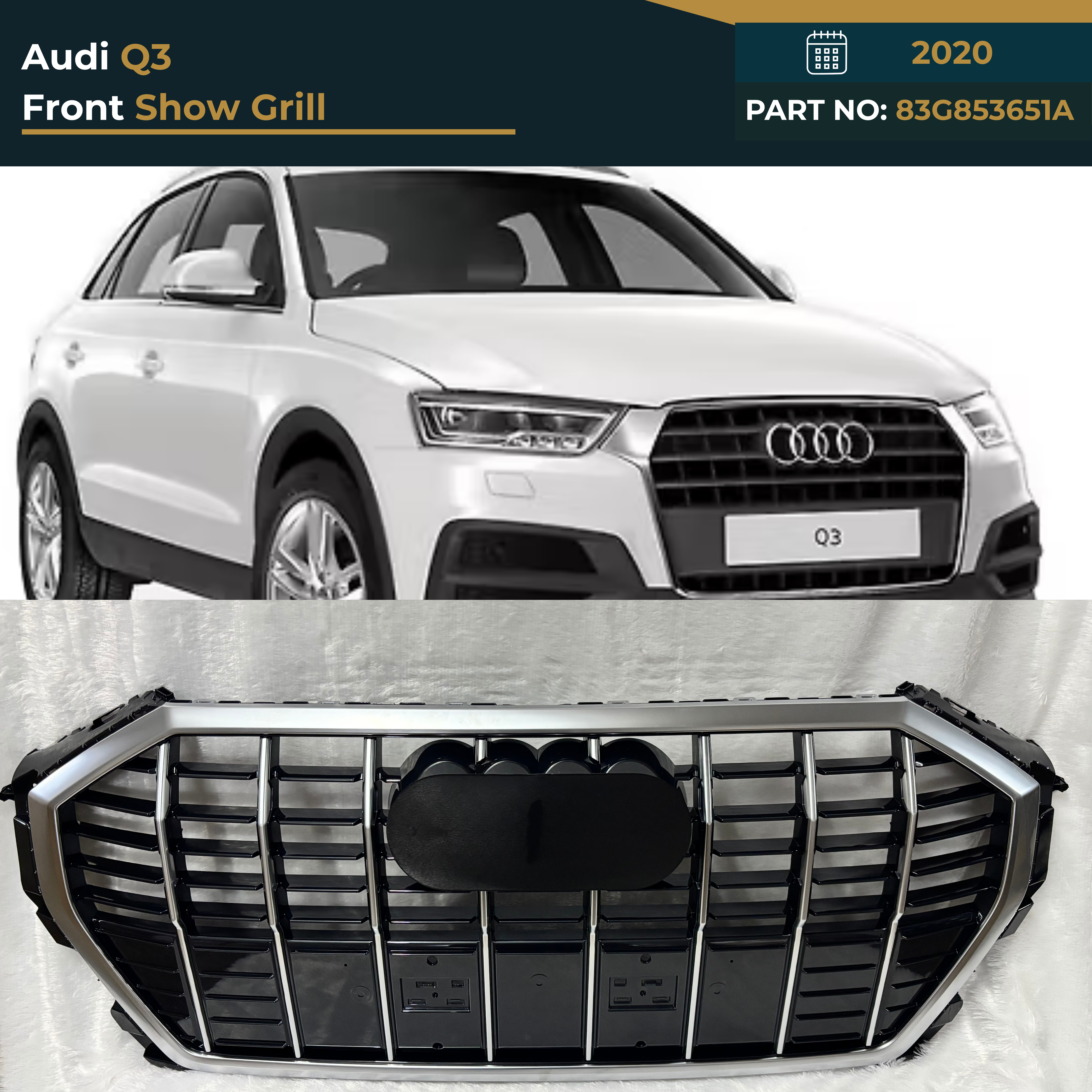 83G853651A Audi Q3 (2020) Front Show Grille – OEM Fit Replacement