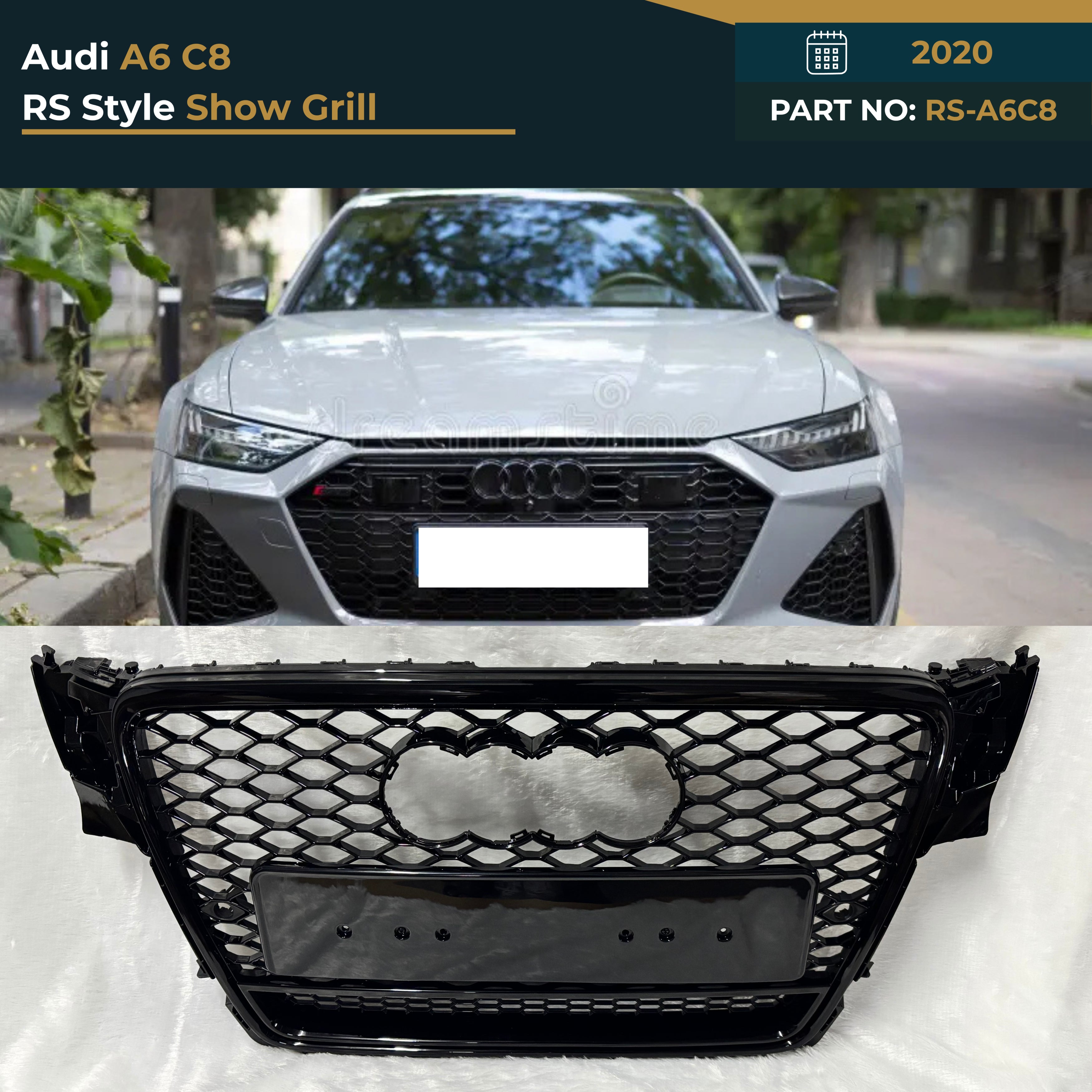 RS-A6C8 Audi A6 C8 (2020) RS Style Show Grill – OEM Fit Replacement