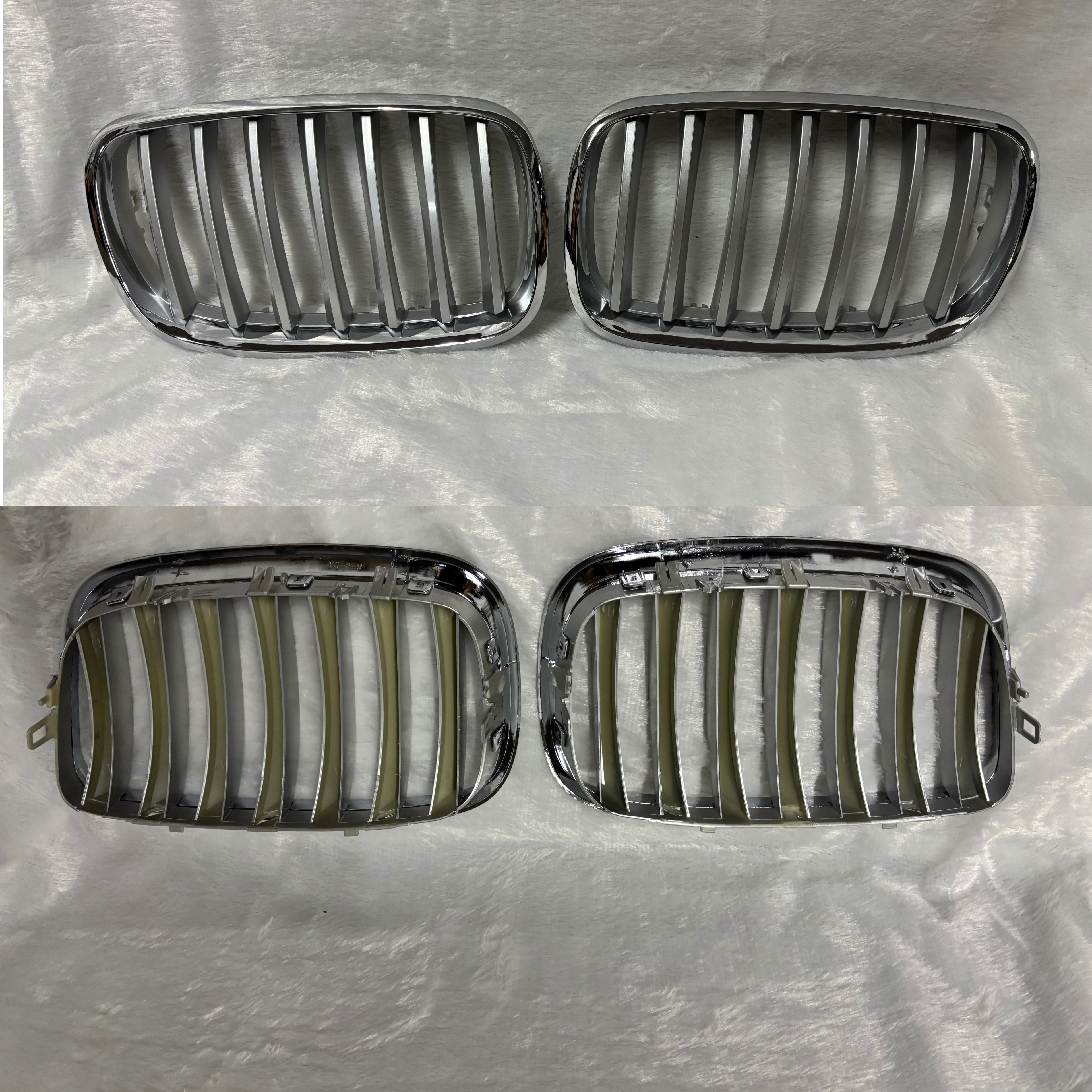51137157687 51137157688 BMW X5 E70 Show Grill (2008-2009) (LH+RH) – OEM Fit BMW 1-LINE SILVER Front Show Grill