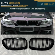 51137201969 51137201970 BMW 3 SERIES E90 Show Grill (2005-2007) – OEM Fit BMW 2 LINE GLOSSY BLACK Front Show Grill
