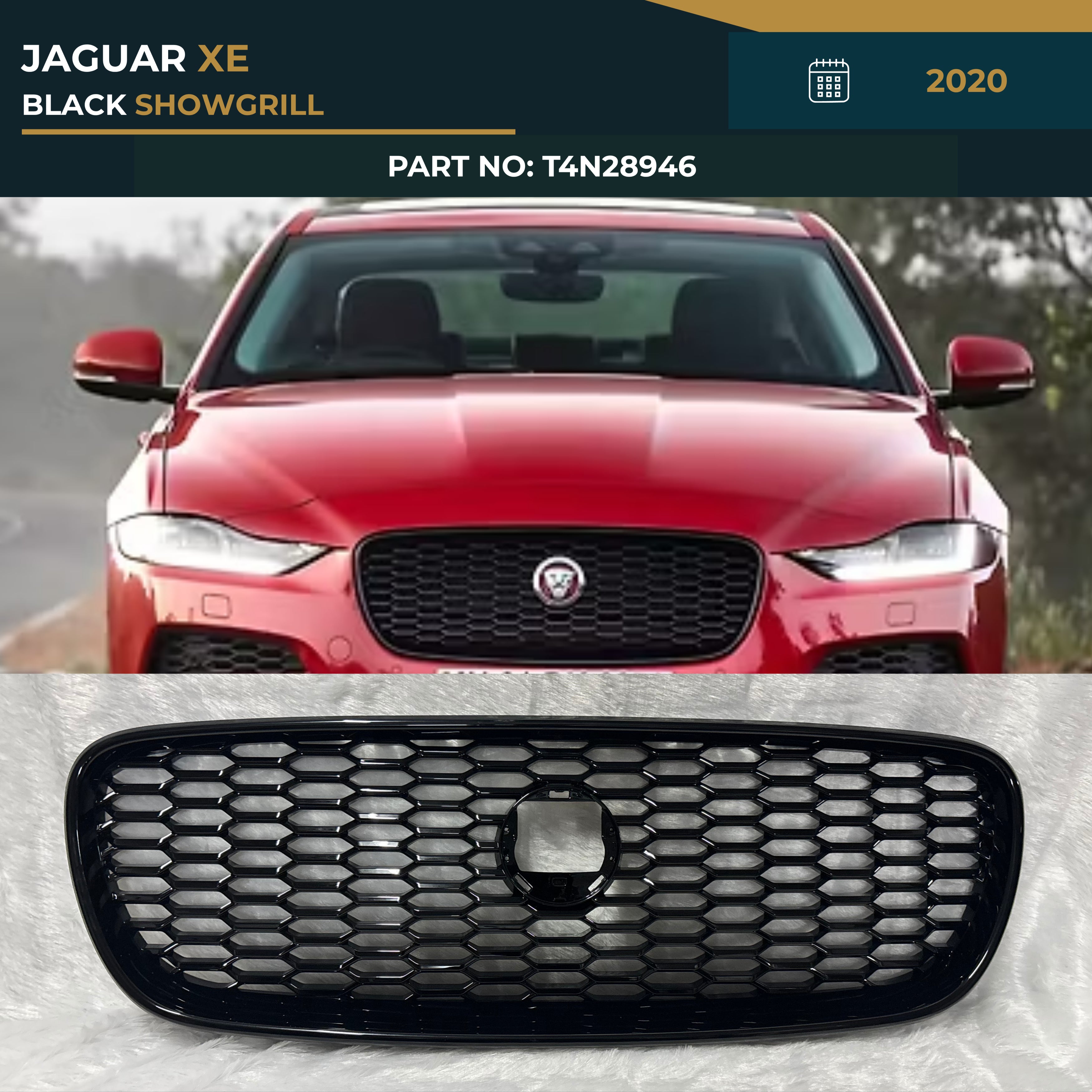 T4N28946 JAGUAR XE BLACK TYPE SHOWGRILL (2020) – OEM Fit Jaguar Front Show Grill