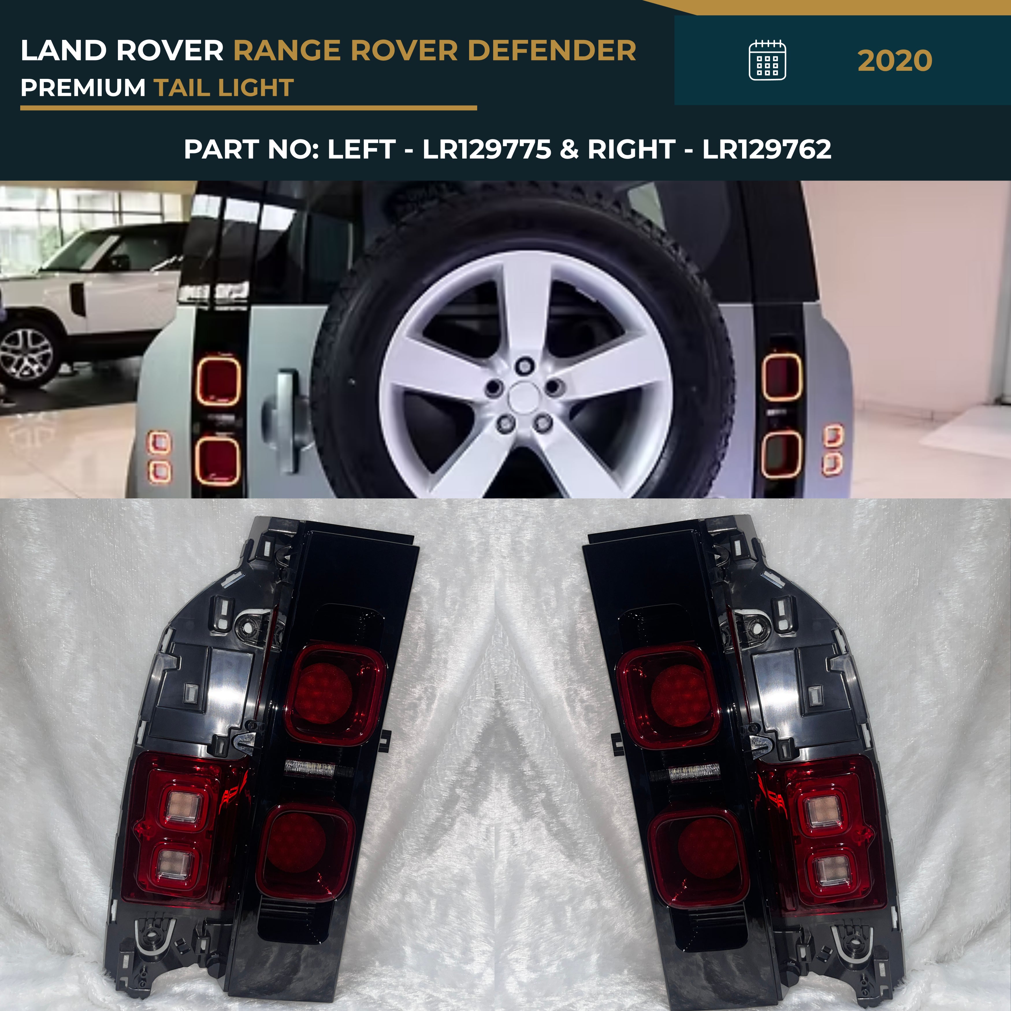 LR129775 & LR129762 Land Rover Range Rover Defender (2020) Premium Rear Tail Light Red Assembly