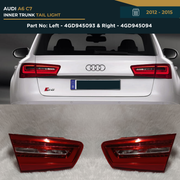 4GD945093 4GD945094 | Audi A6 C7 (2012-2015) Inner Trunk Tail Light OEM Replacement Left Right Set Pair