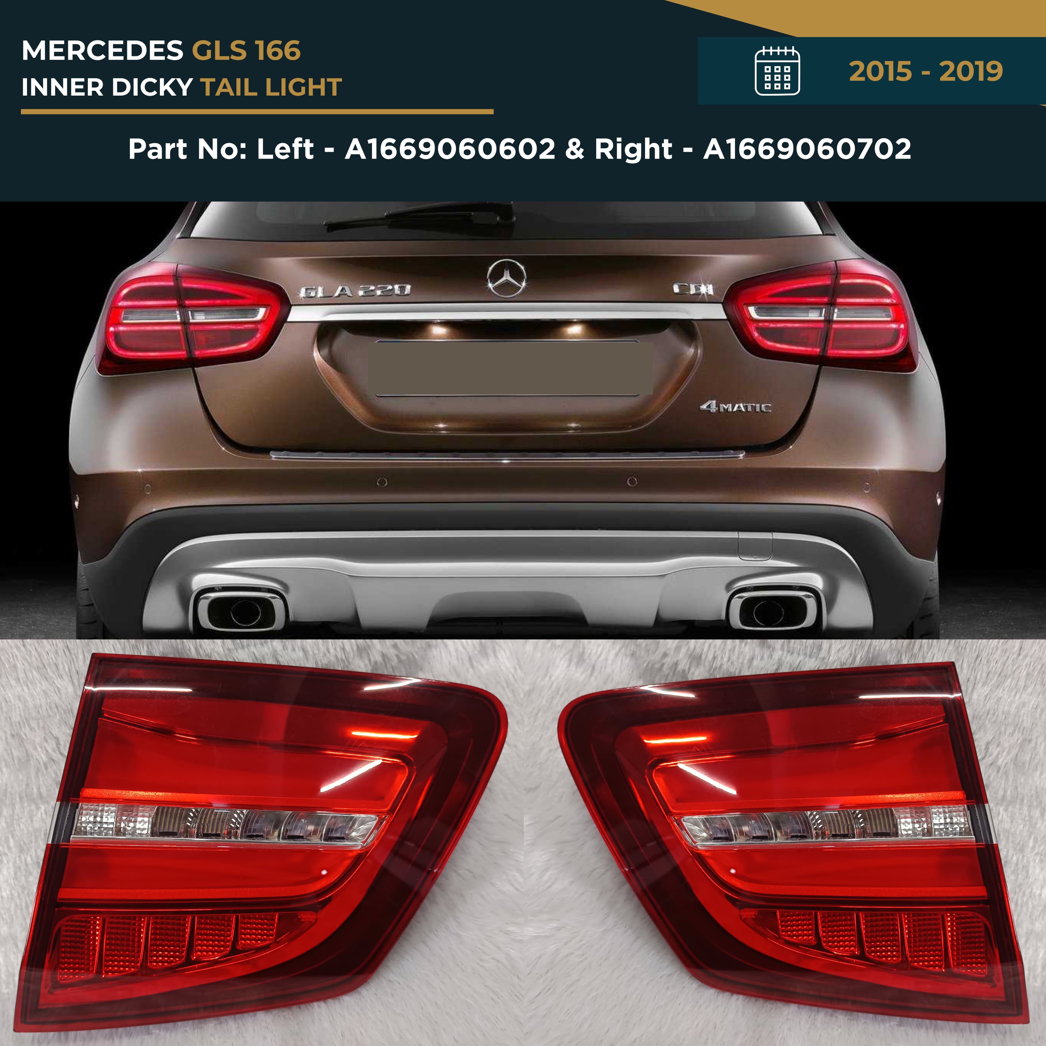A1669060602 A1669060702 | Mercedes 166 GLS (2015-2019) Inner Dicky Light OEM Replacement