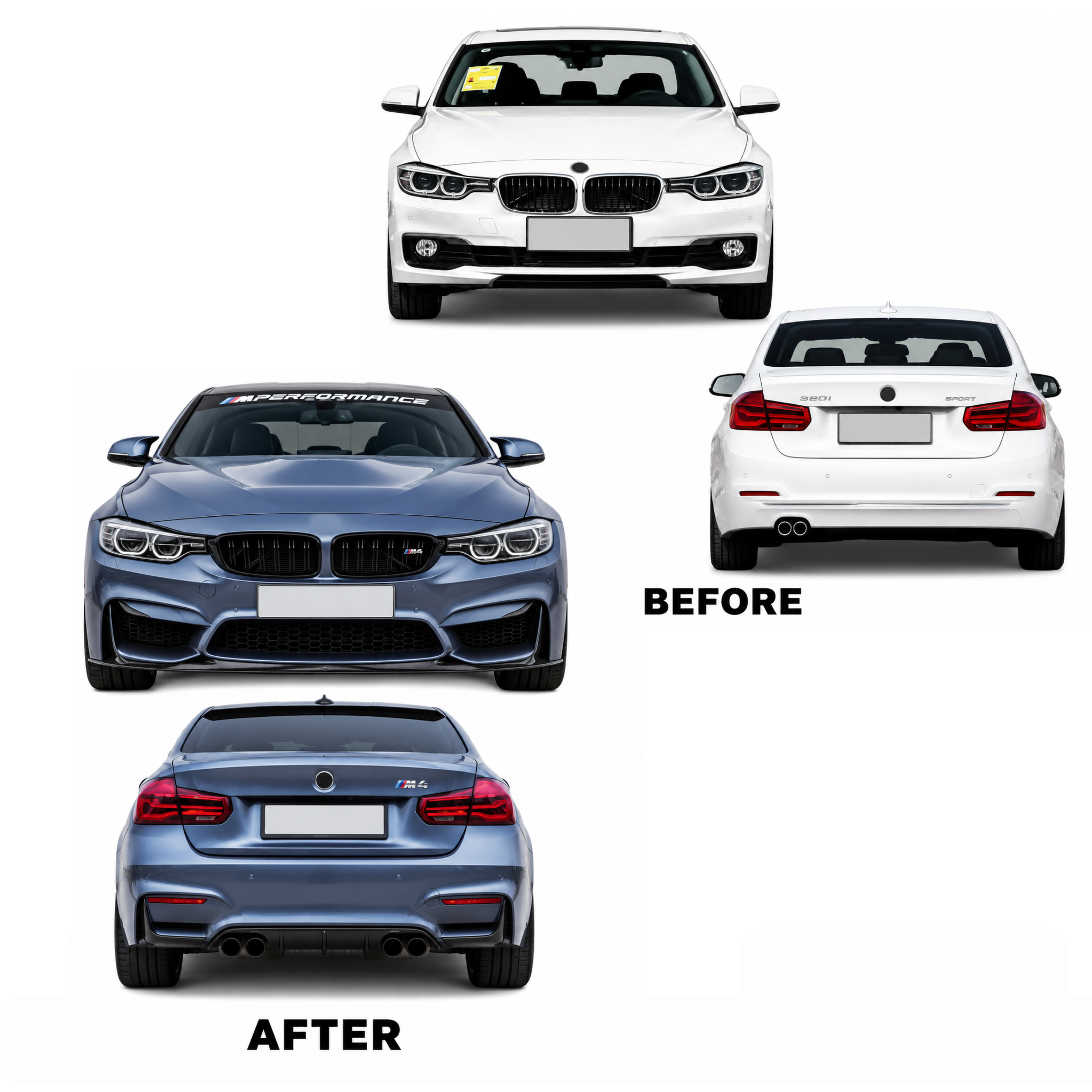 BMW 3 Series F30 (2012-2019) Upgrade to BMW 3 Series M Sport Body Kit Without Fog Lamp