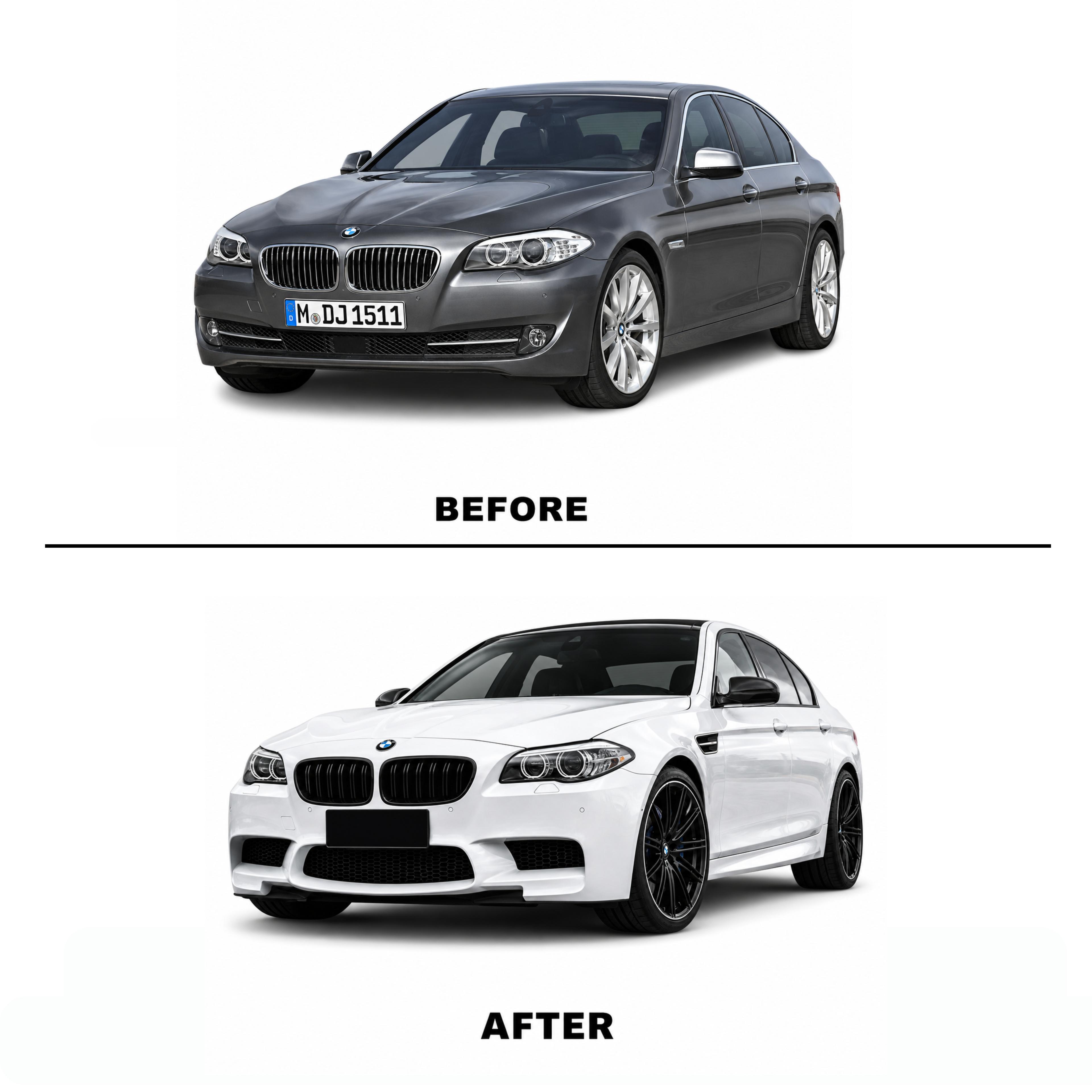 BMW 5 SERIES F10 (2011-2017) Upgrade to F10 M Sport Front Bumper Kit Without Fog Lamp Hole