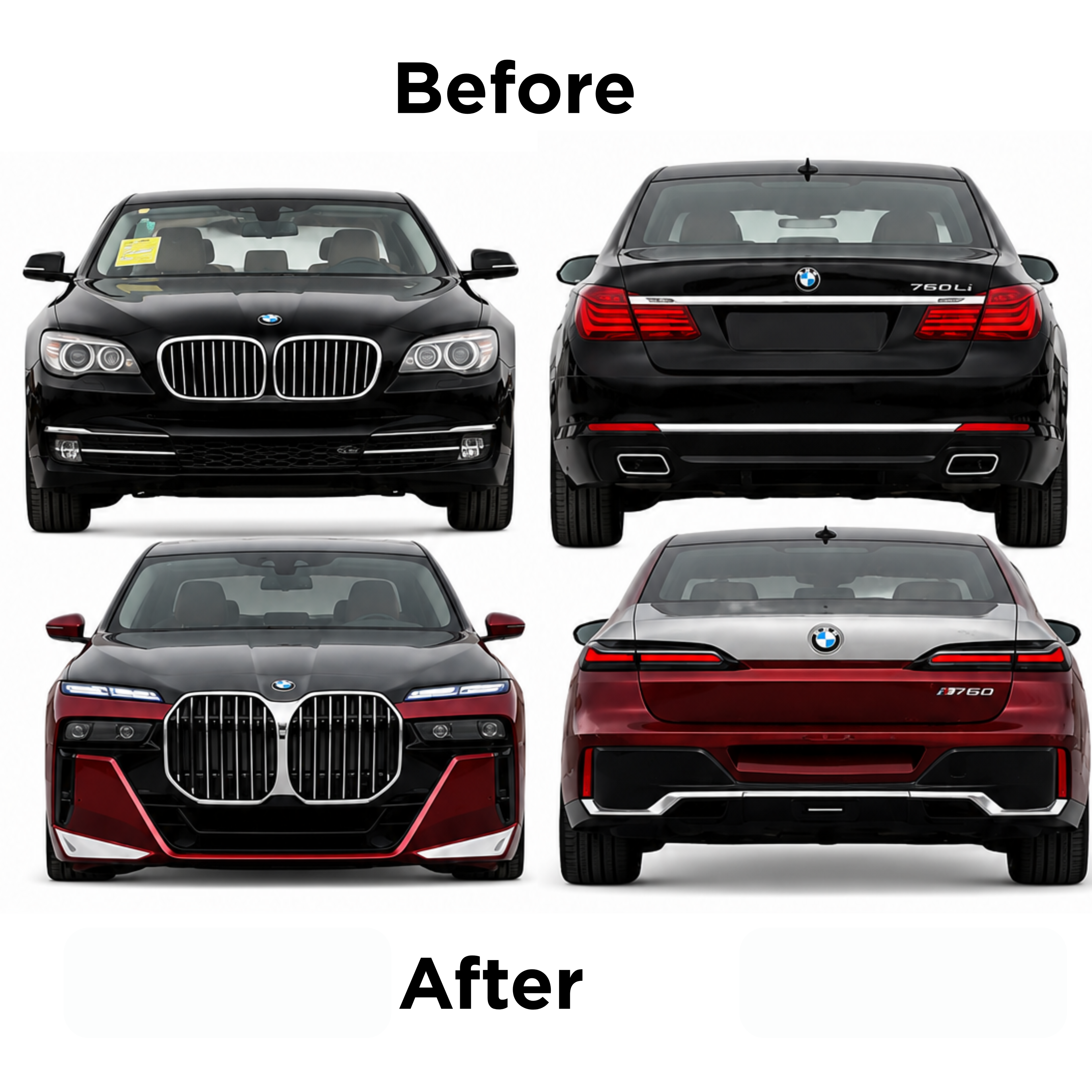 BMW 7 Series F02 (2008-2015) Upgrade to BMW 7 Series G70 (2025) M760 Complete Body Kit With Hood and Fender