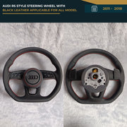 AUDI RS STYLE STEERING WHEEL WITH BLACK LEATHER APPLICABLE FOR ALL MODEL FROM (2011-2018) | Premium OEM Replacement Performance Steering Wheel