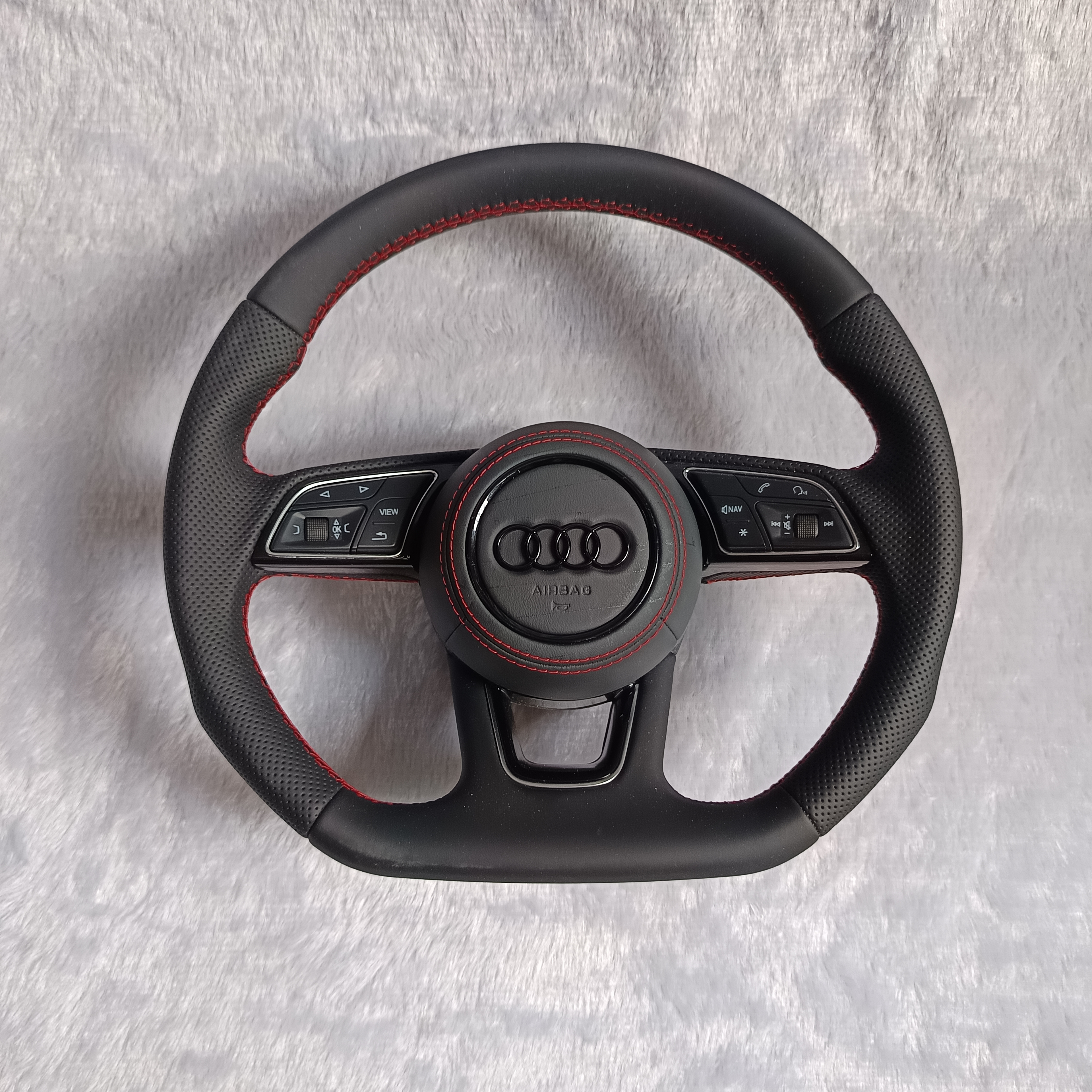 AUDI RS STYLE STEERING WHEEL WITH BLACK LEATHER APPLICABLE FOR ALL MODEL FROM (2011-2018) | Premium OEM Replacement Performance Steering Wheel