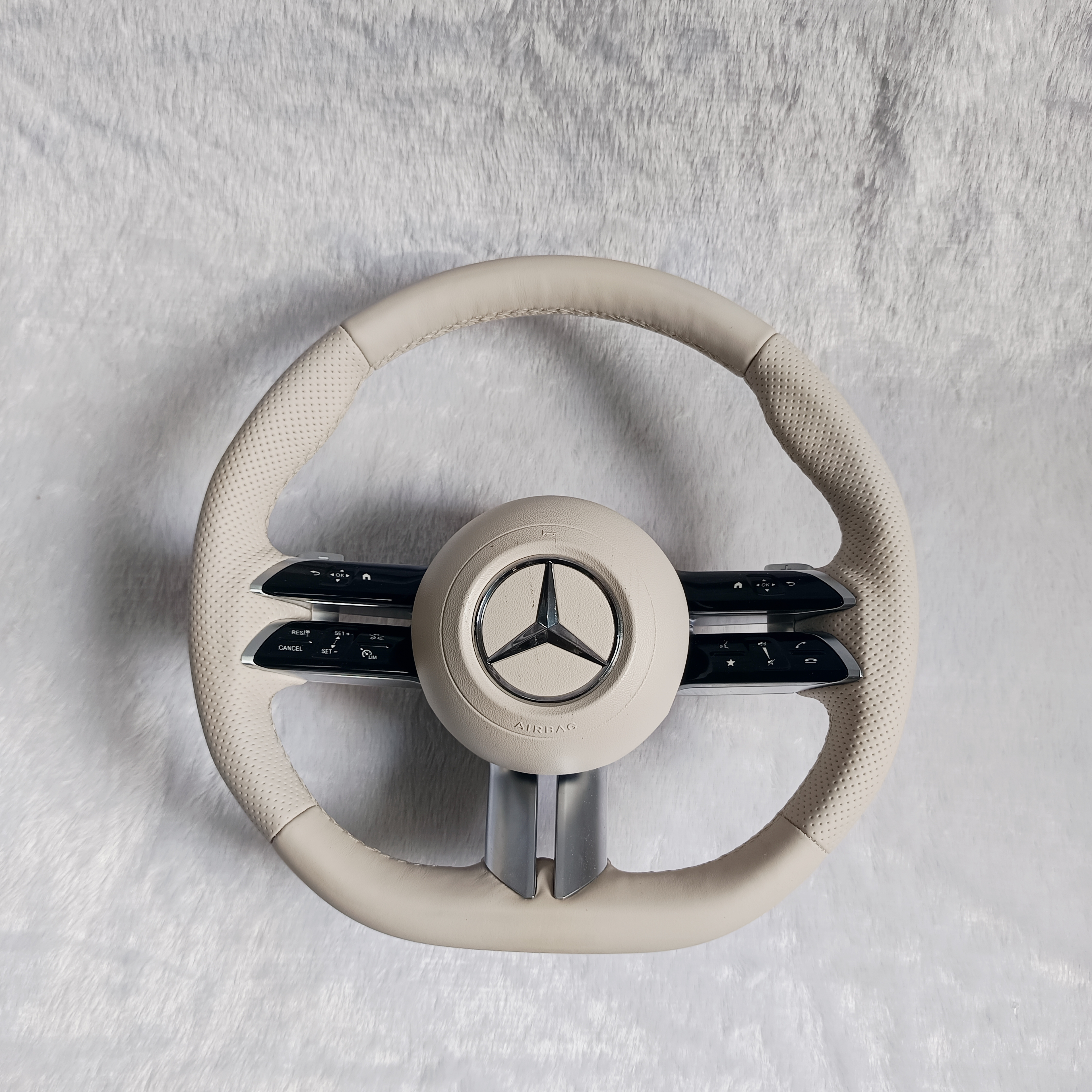 MERCEDES BENZ AMG STYLE STEERING WHEEL WITH BEIGE LEATHER APPLICABLE FOR ALL MODEL FROM (11-18) (STYLE 3) | Premium OEM Replacement Performance Steering Wheel