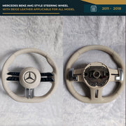 MERCEDES BENZ AMG STYLE STEERING WHEEL WITH BEIGE LEATHER APPLICABLE FOR ALL MODEL FROM (11-18) (STYLE 3) | Premium OEM Replacement Performance Steering Wheel