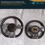MERCEDES BENZ AMG STYLE STEERING WHEEL WITH RED BORDERS APPLICABLE FOR ALL MODEL FROM (11-18) (STYLE 1) | Premium OEM Replacement Performance Steering Wheel