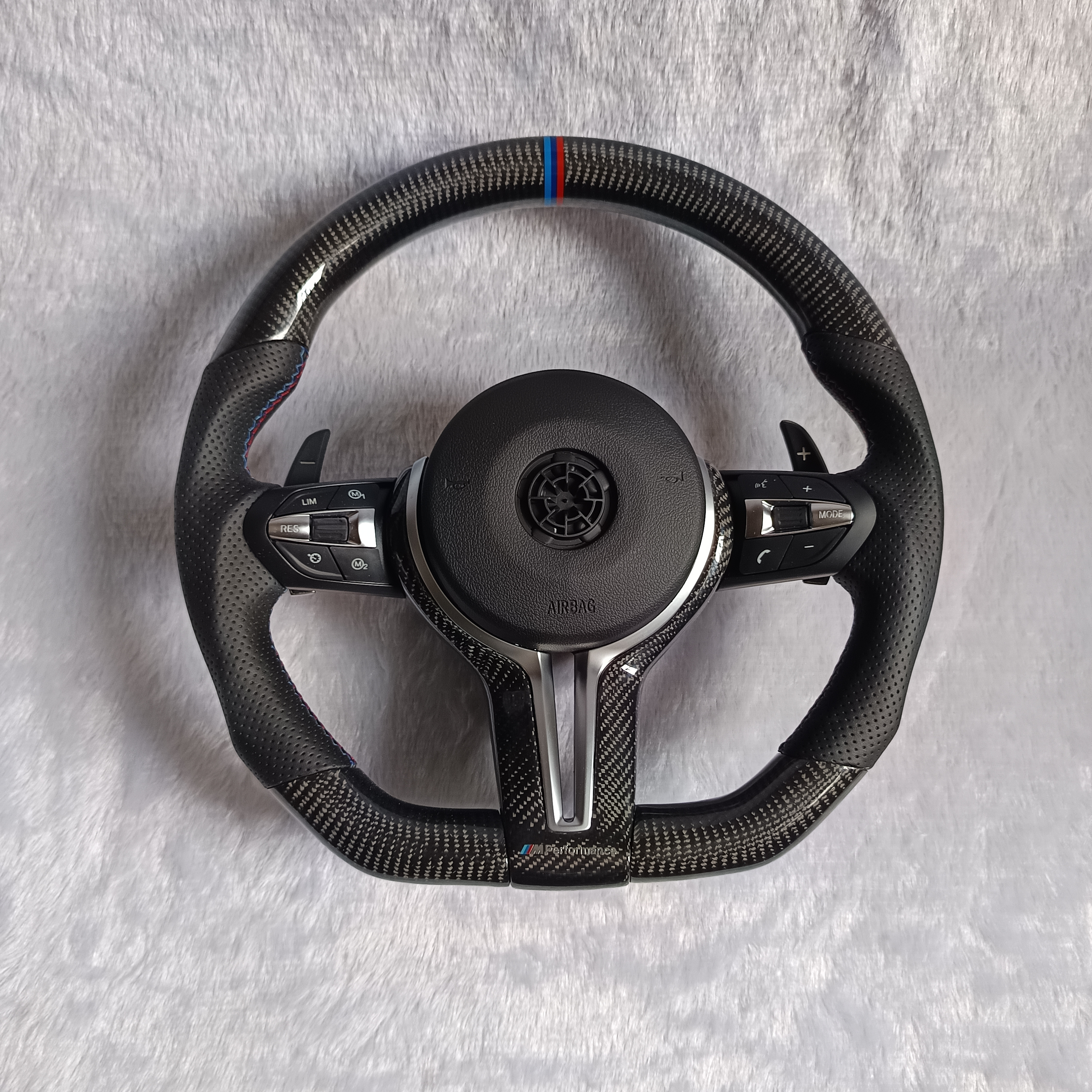 BMW 3 SERIES F30 - M.SPORT BLACK LEATHER TYPE WITH CARBON FIBRE STEERING WHEEL (STYLE 2 FOR F30) | Premium OEM Replacement Performance Steering Wheel