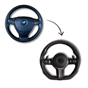 BMW 5 SERIES (2011-2018) F10 - M. SPORT BLACK LEATHER TYPE WITH COMPLETE CARBON FIBRE STEERING WHEEL (STYLE 3 FOR F10) | Premium OEM Replacement Performance Steering Wheel