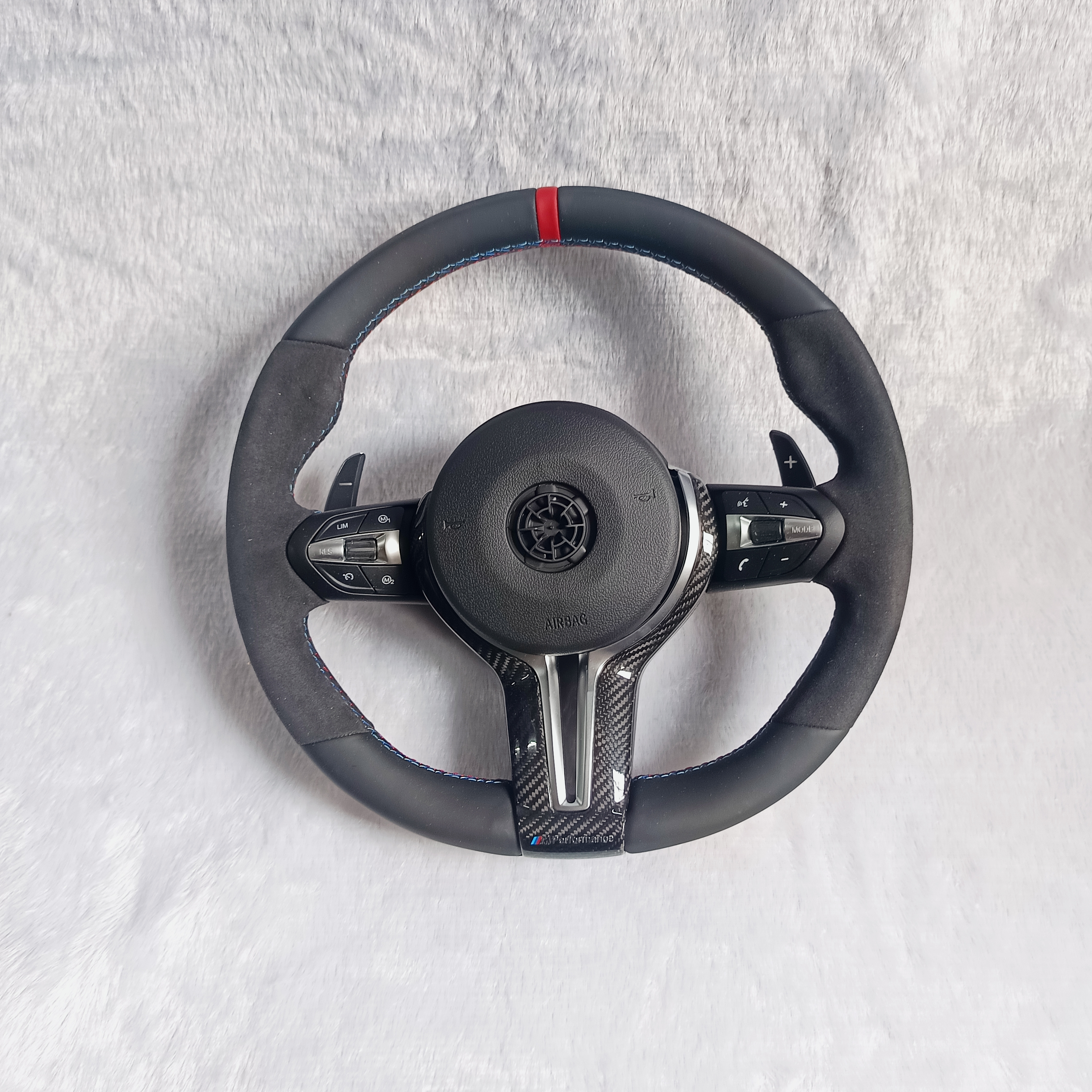 BMW 5 SERIES (11-18) F10 - M.SPORT BLACK LEATHER TYPE WITH CARBON FIBRE FRAME STEERING WHEEL (STYLE 2 FOR F10) | Premium OEM Replacement Performance Steering Wheel
