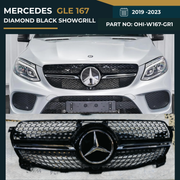 OHI-W167-GR1 MERCEDES GLE/167(19-23) DIAMOND BLACK SHOWGRILL – OEM Fit Mercedes Front Show Grille