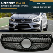 OHI-W117-GR1 MERCEDES CLA 117 (2014-2016) DIAMOND BLACK SHOWGRILL – OEM Fit Mercedes Front Show Grille