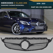 OHI-W205-GR3- MERCEDES C CLASS 205 (2019-2021) DIAMOND BLACK SHOWGRILL – OEM Fit Mercedes Front Show Grille