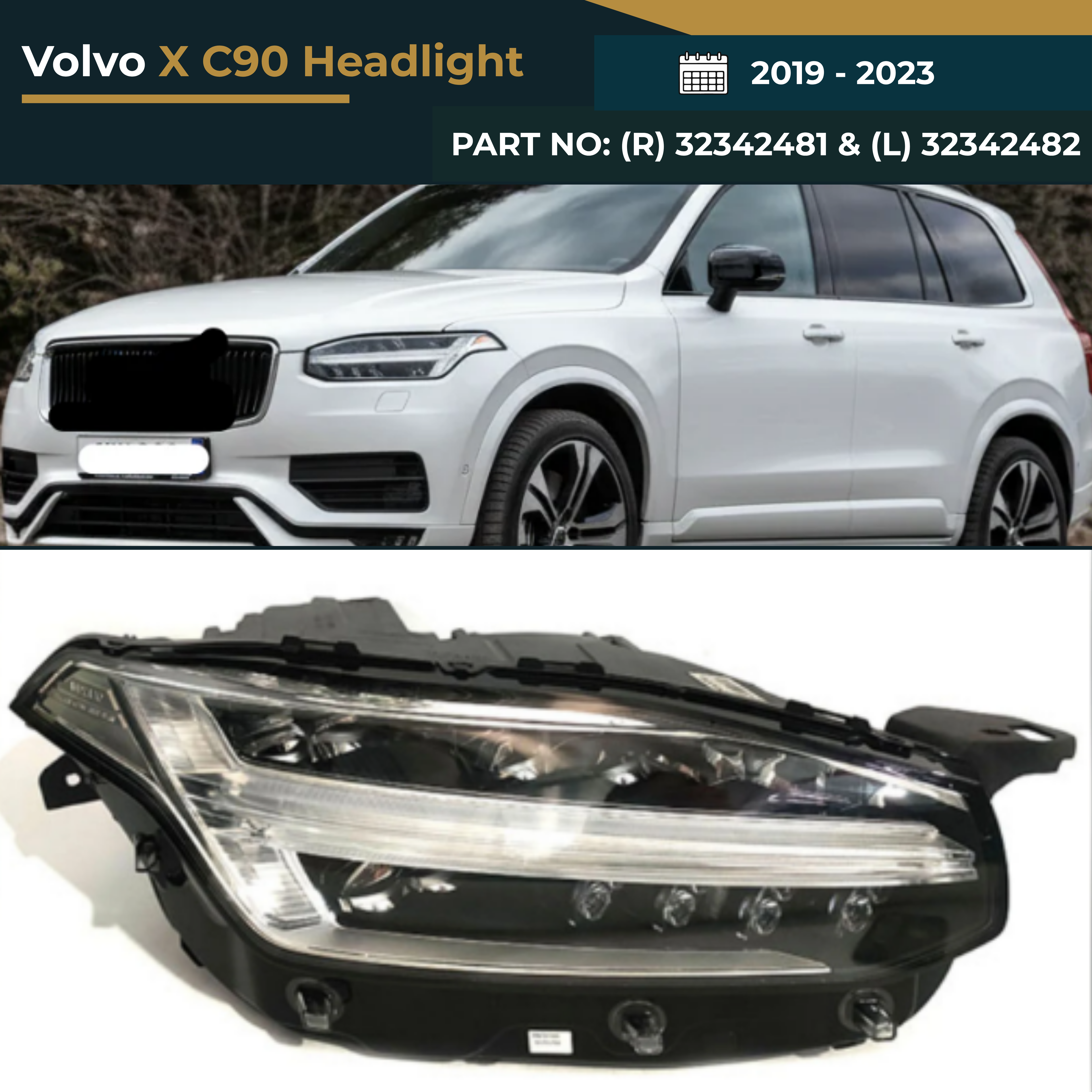 32342481 & 32342482 Volvo XC90 (2019-2023) Headlight Assembly Premium Replacement