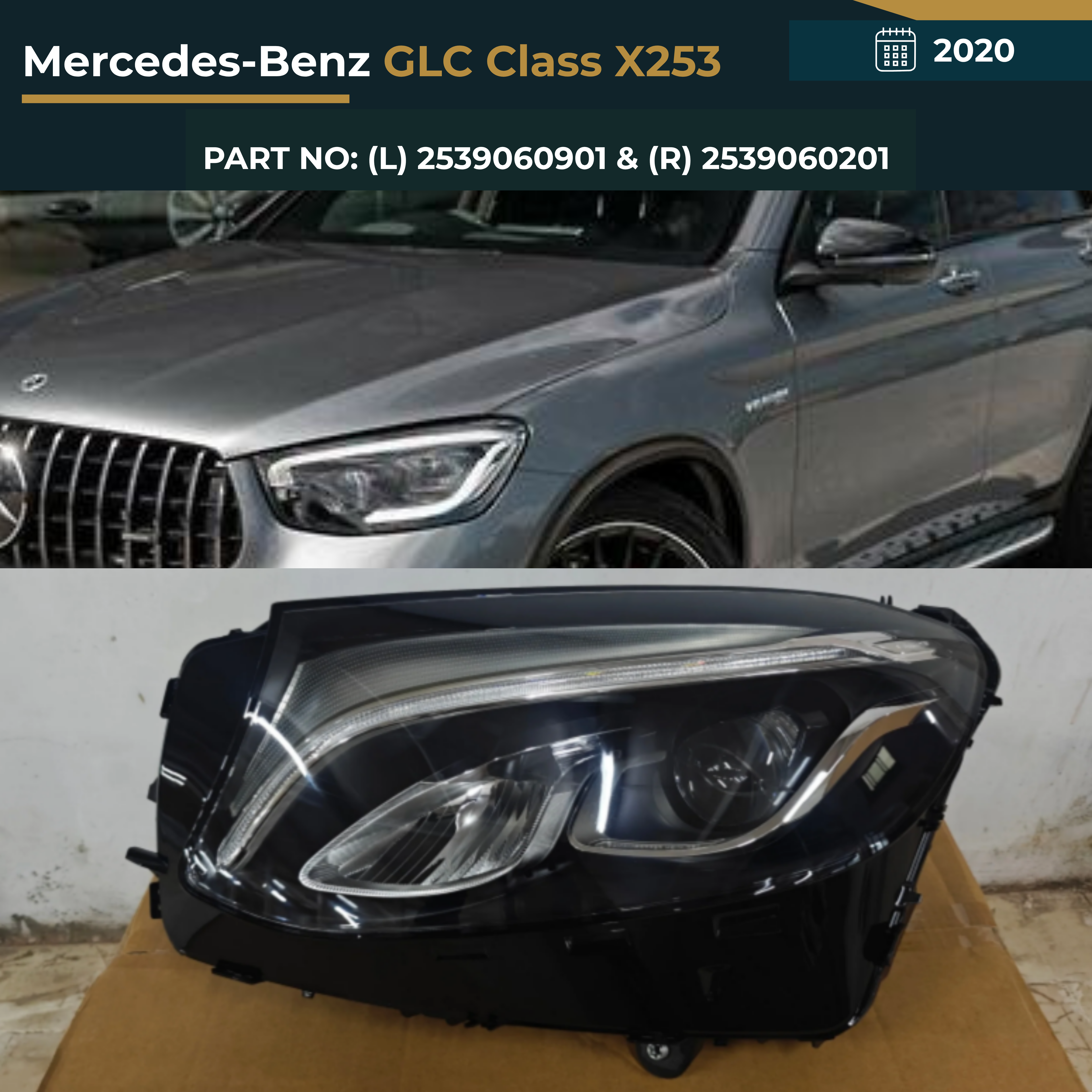 2539060901 & 2539068201 Mercedes-Benz GLC Class X253 (2020) Headlight Assembly Premium Replacement