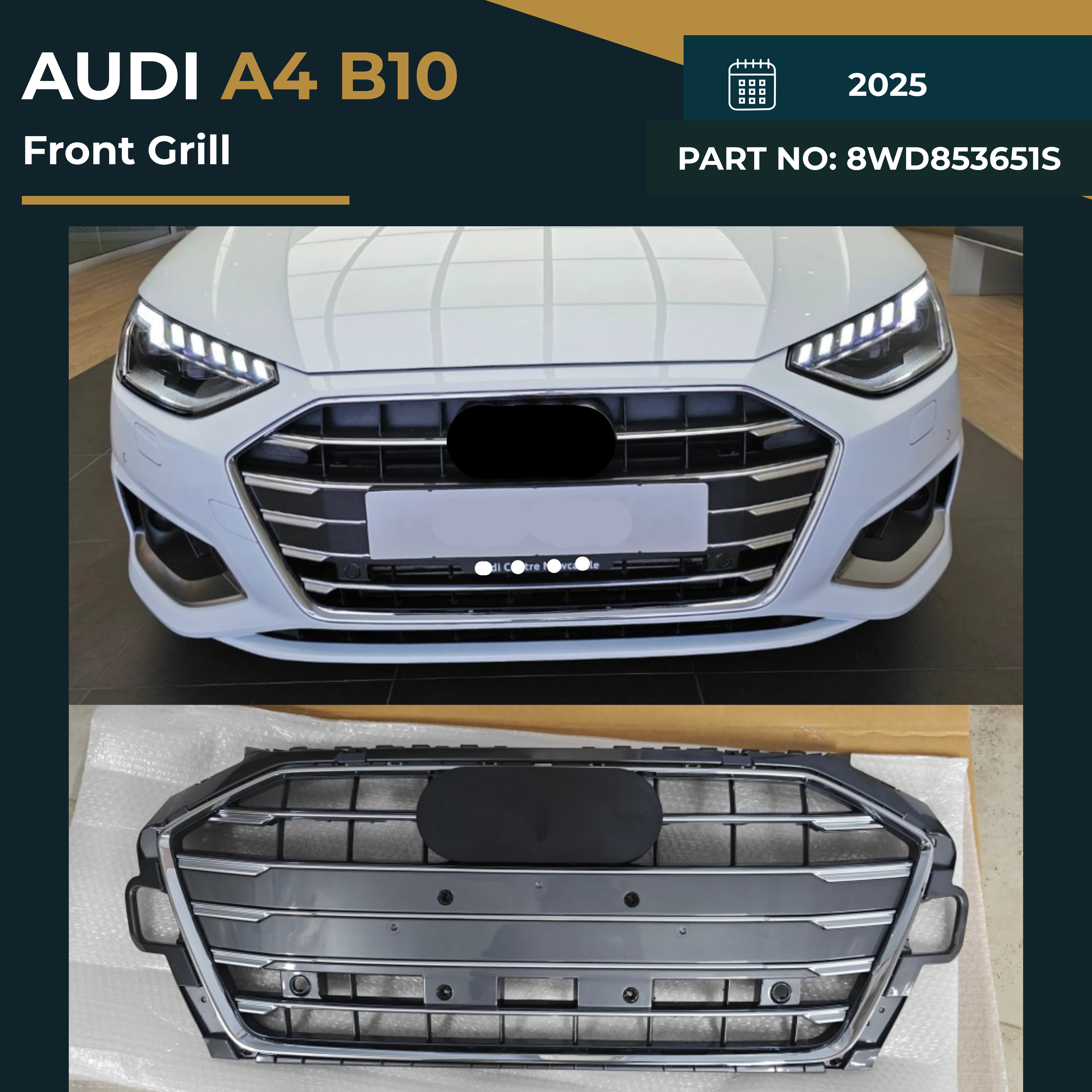 Audi A4 B10 (2025) Front Show Grille – OEM Fit Replacement (Part No. 8WD853651S/AA)