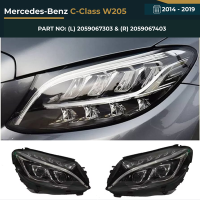 2059067303 & 2059067403 Mercedes-Benz C-Class W205 (2014-2019) Headlight Assembly Premium Replacement
