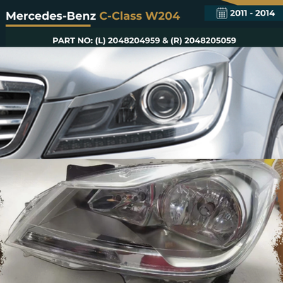 2048204959 & 2048205059 Mercedes-Benz C-Class W204 (2011-2014) Headlight Non-HID Assembly Premium Replacement