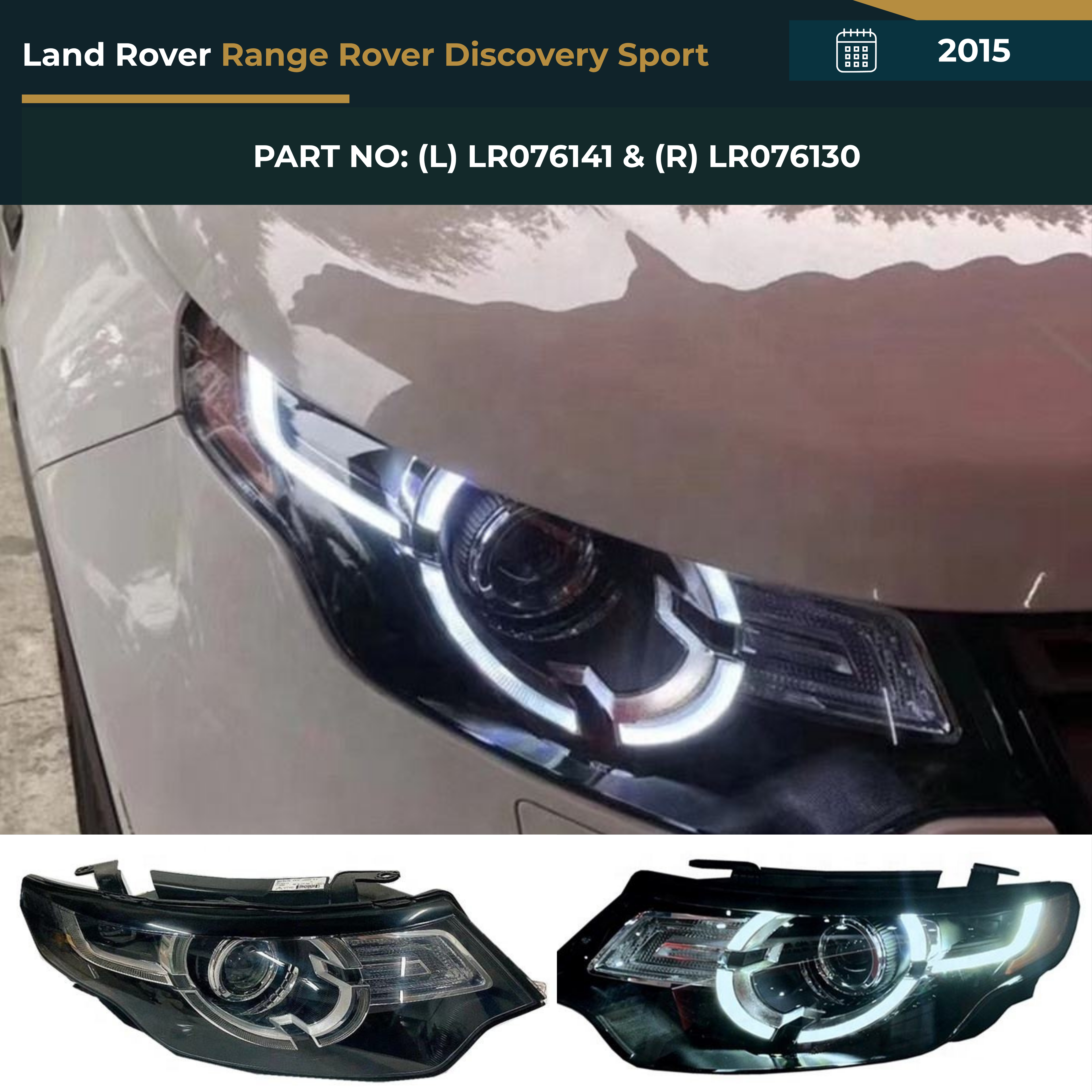 LR076141 & LR076130 Land Rover Range Rover Discovery Sport (2015) Headlight Assembly Premium Replacement