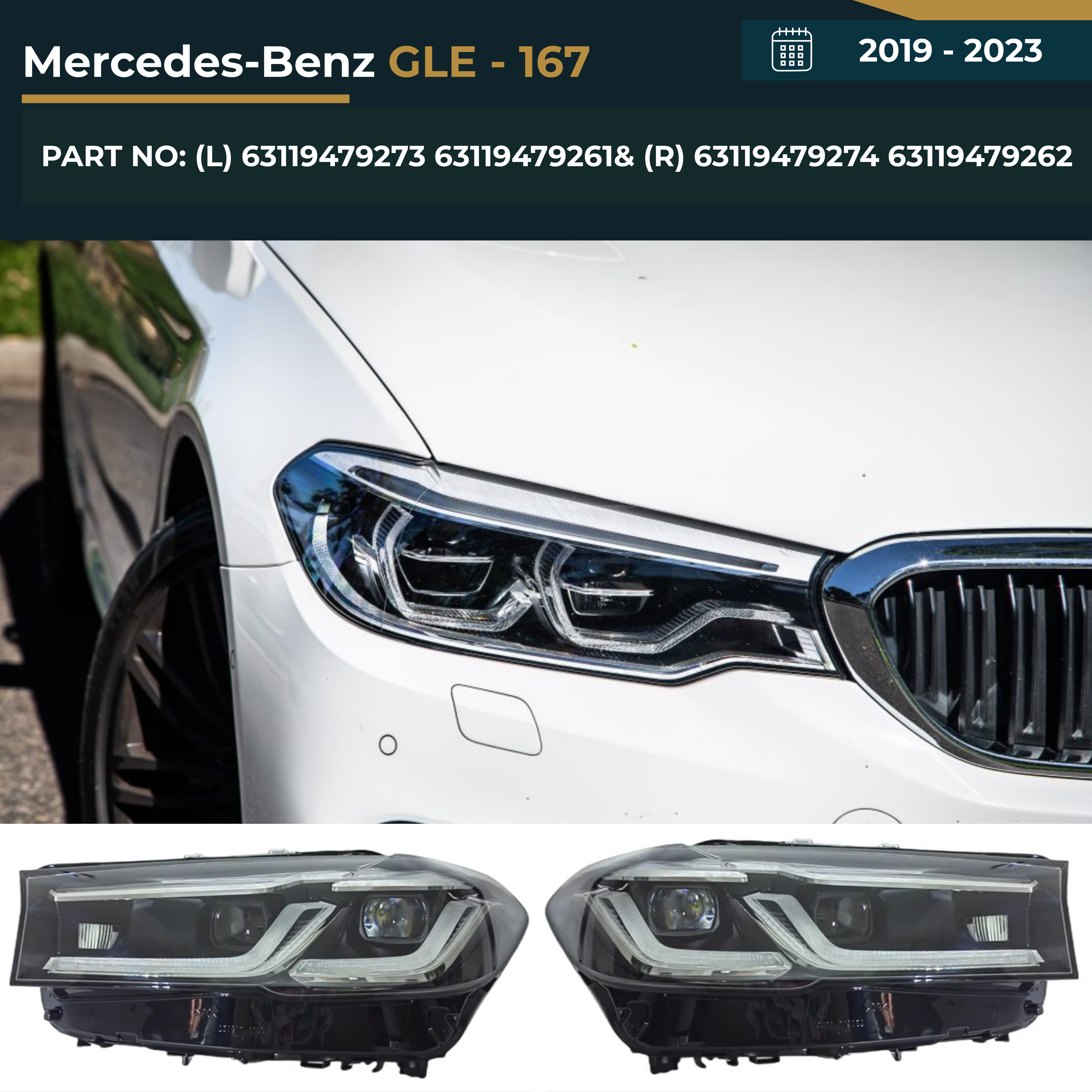 63119479273 63119479261 & 63119479274 63119479262 BMW 5 Series G30 LCI (2020-2023) LED Headlight Assembly Advanced Replacement Unit