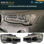 63117401131 & 63117401132 BMW X3 F25 LCI (2014-2016) Headlight Assembly Premium Fit Replacement Unit