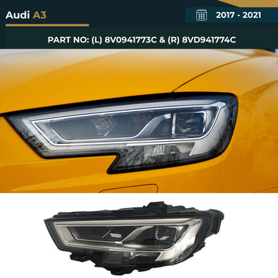 8V0941773C & 8VD941774C Audi A3 (2017-2021) LED Headlight – OEM Fit Replacement