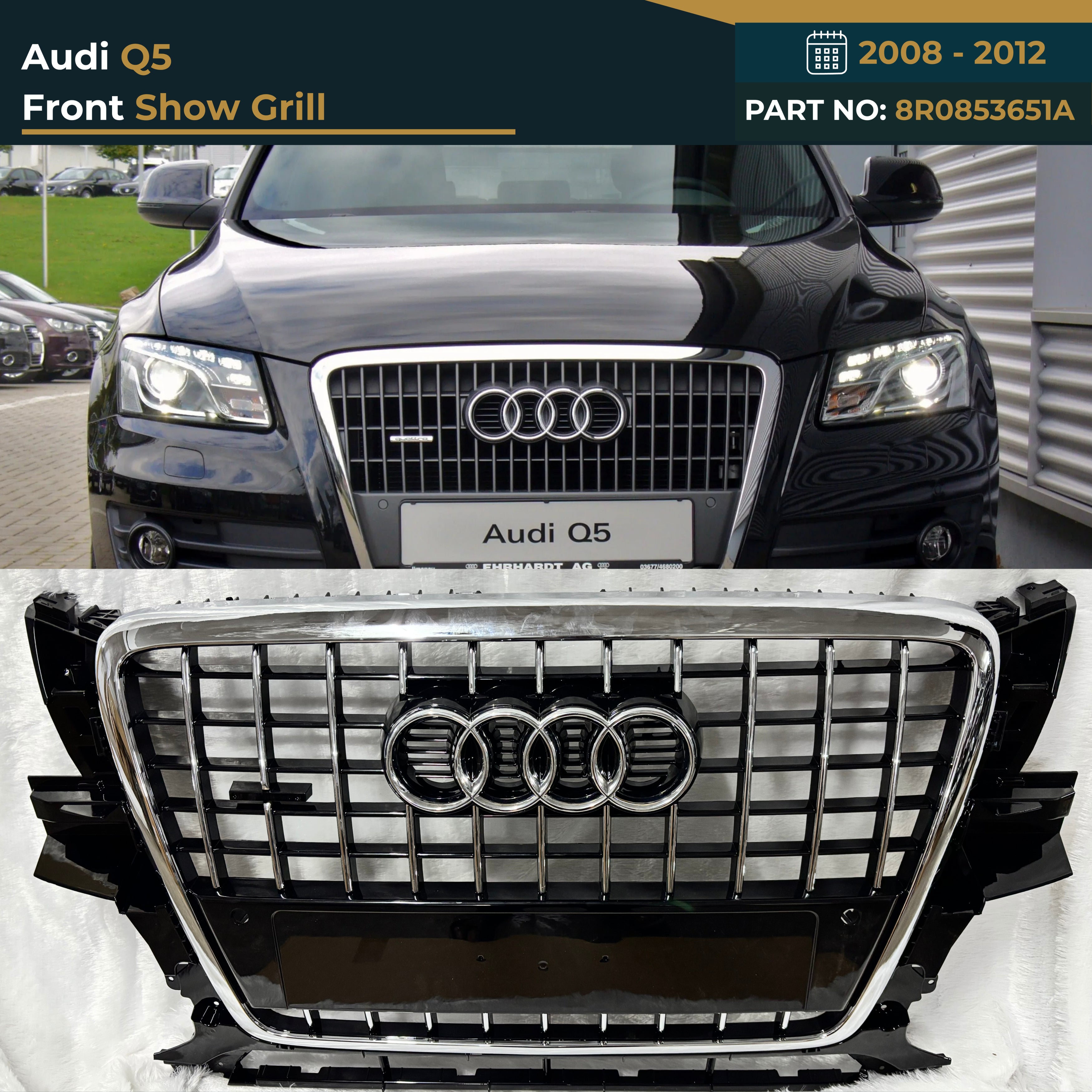 8R0853651A Audi Q5 (2008–2012) Front Show Grille – OEM Fit Replacement