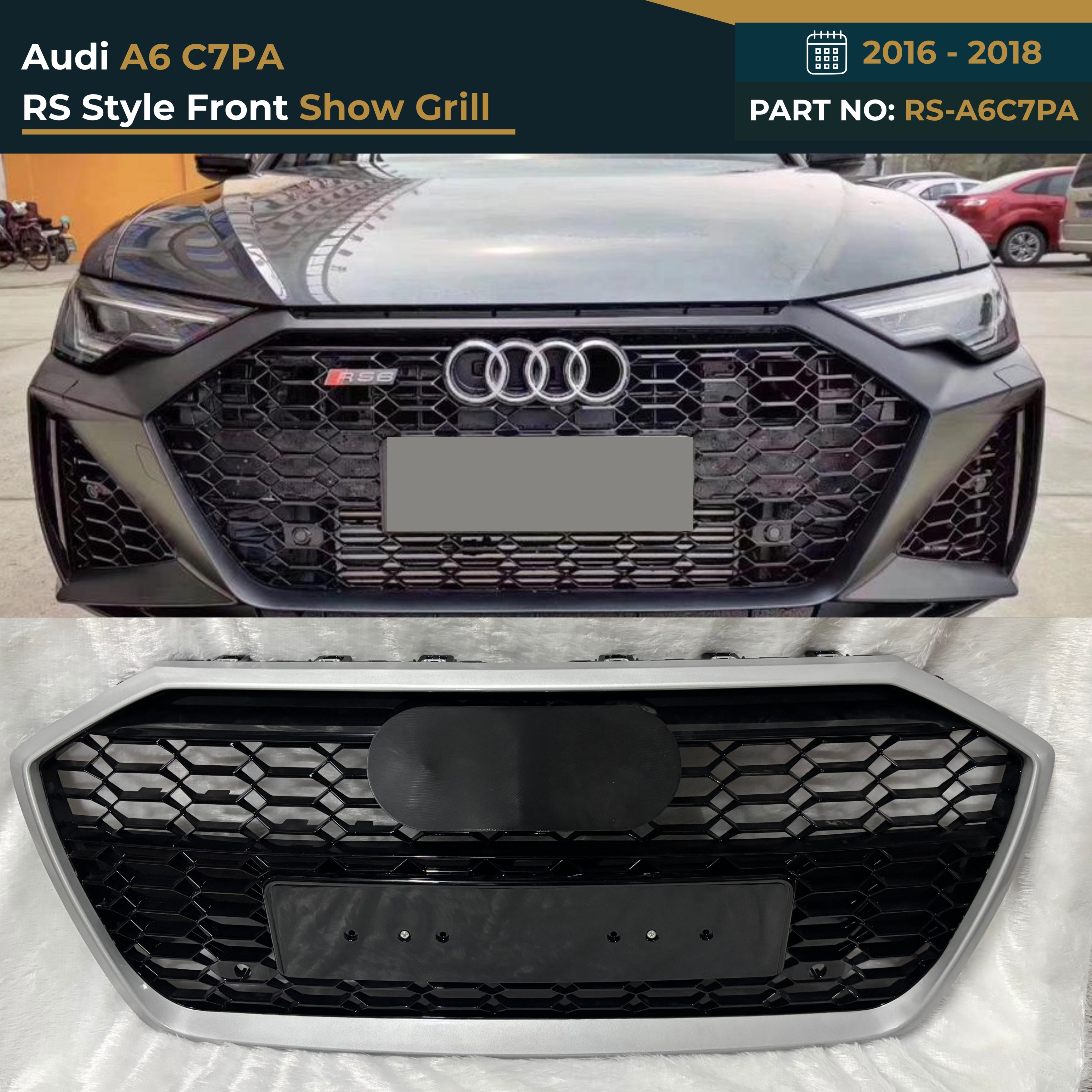 RS-A6C7PA Audi A6 C7PA (2016–2018) RS Style Show Grille – OEM Fit Replacement