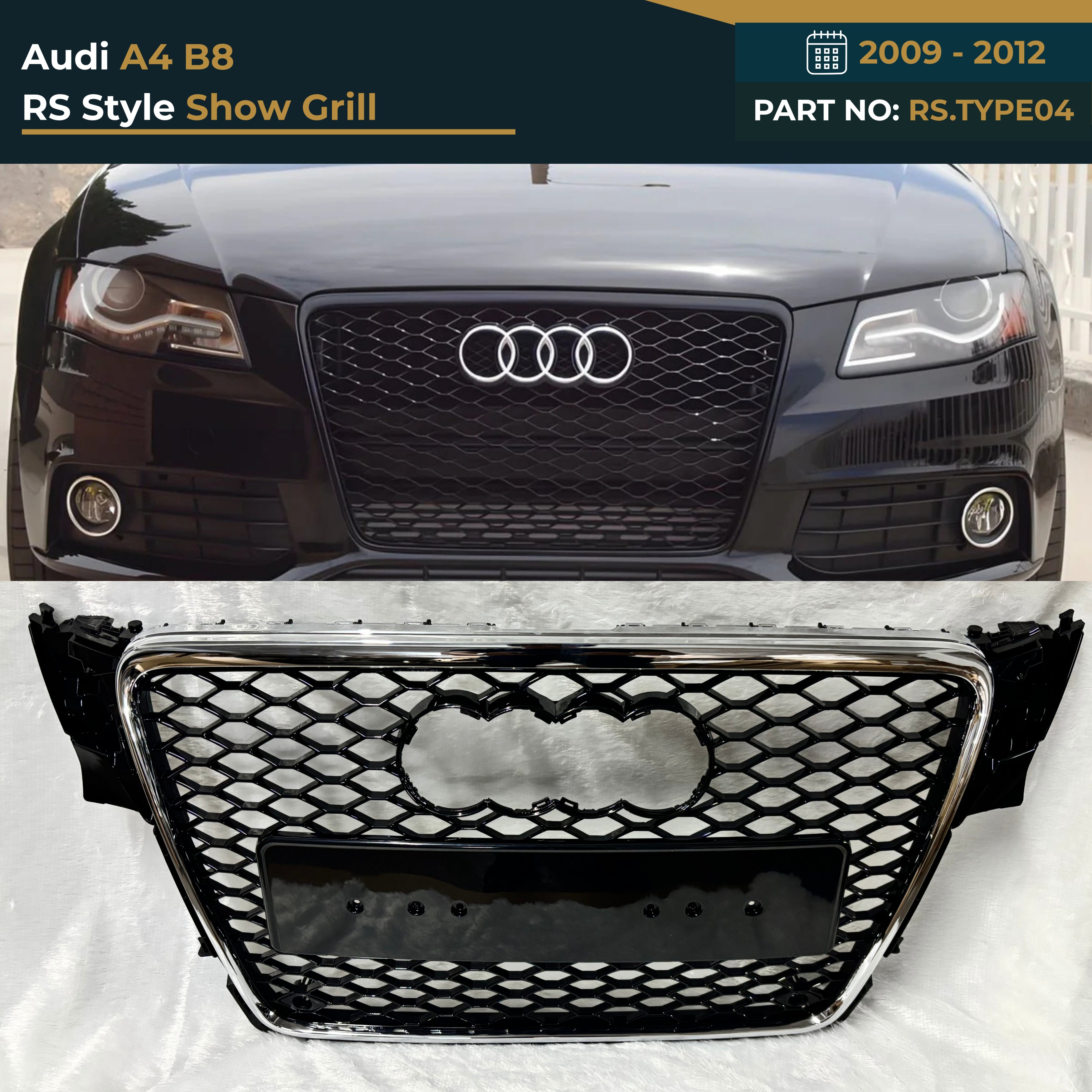 RS.TYPE04 Audi A4 B8 (2009–2012) RS Style Show Grill – OEM Fit Replacement