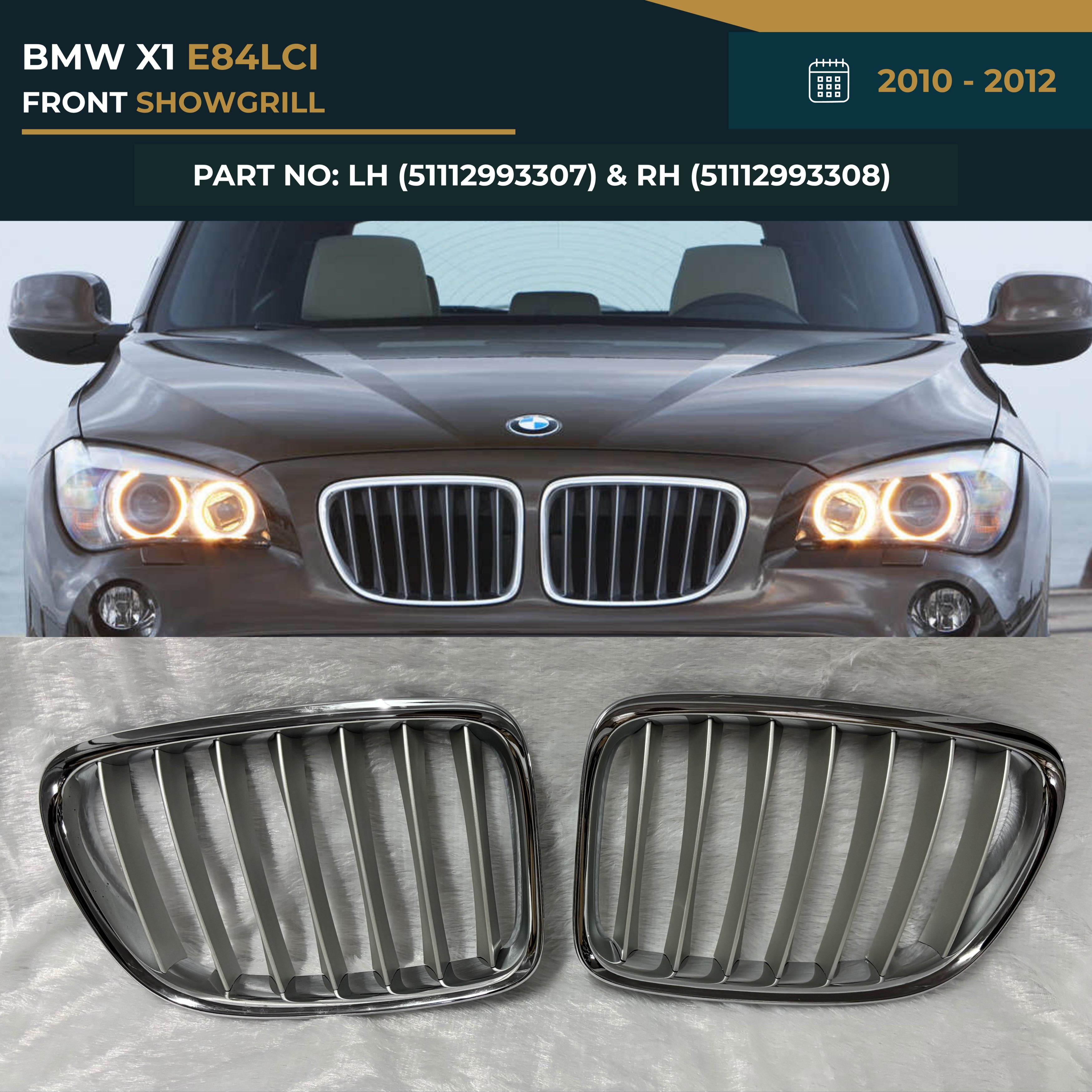 51112993307 51112993308 BMW X1 E84 SHOWGRILL (2010-2012) – OEM Fit BMW Front Show Grill