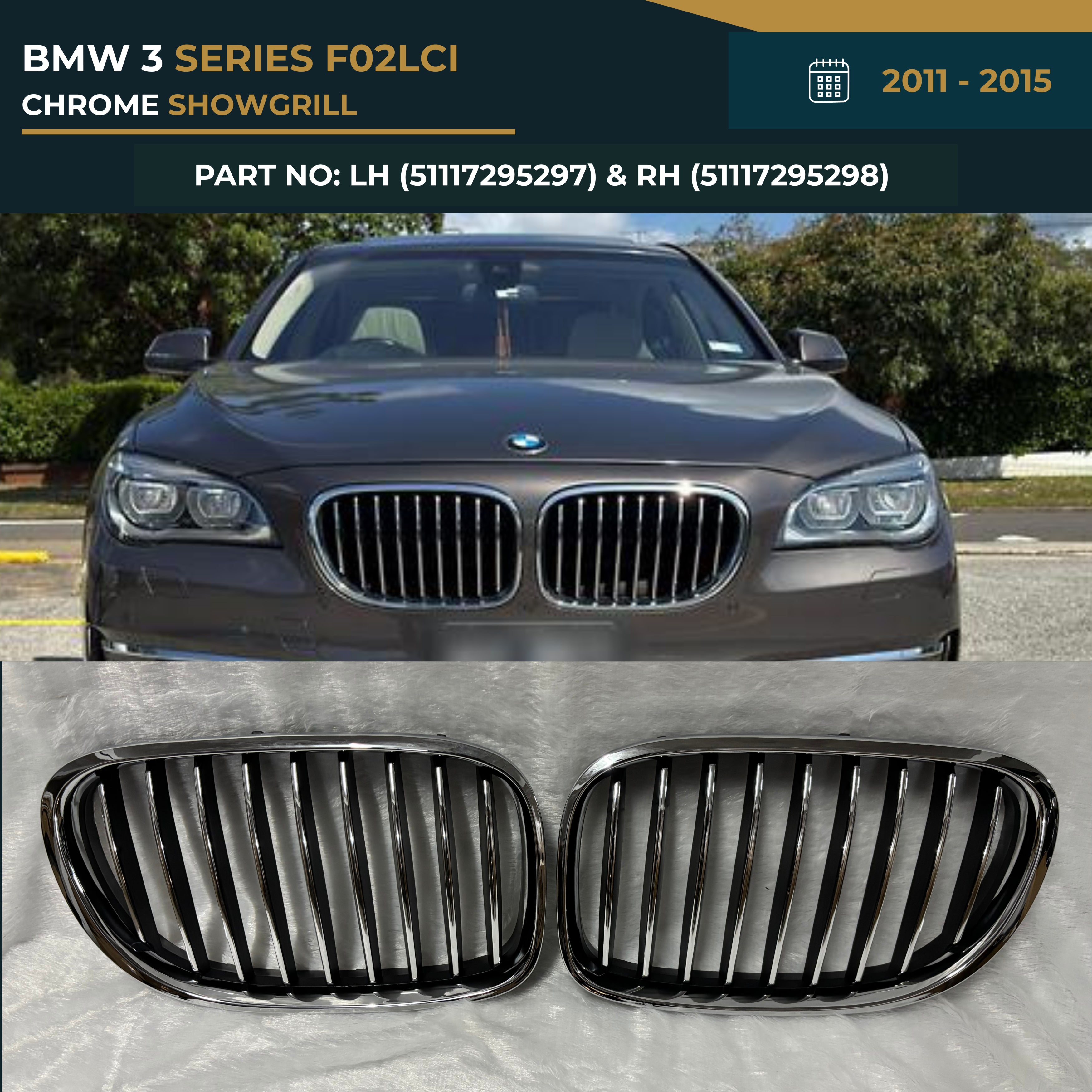 51117295297 51117295298 BMW 7 SERIES F02LCI Show Grill (2011-2015) – OEM Fit BMW Front Show Grill